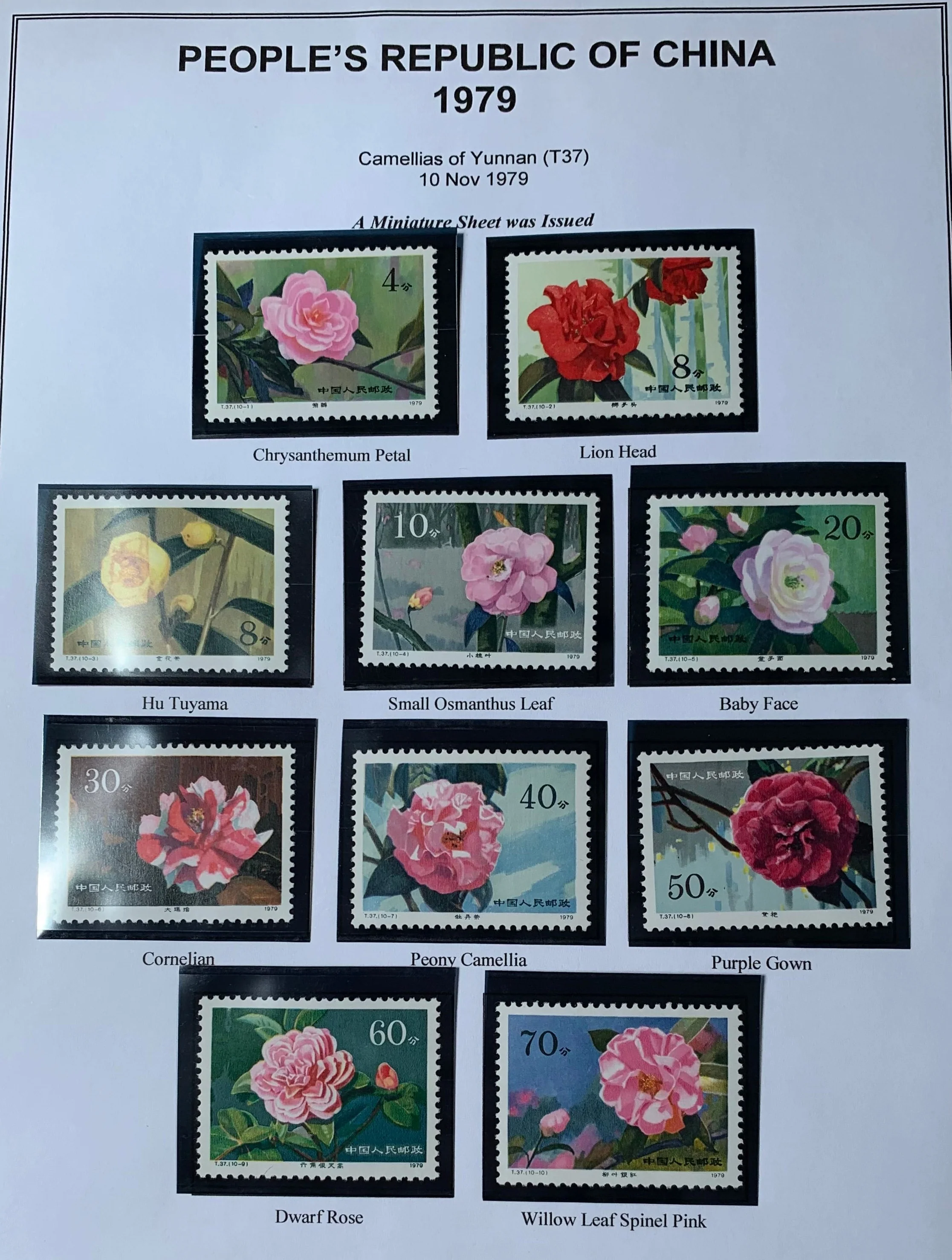 PRC China 1979 Camellias Set Superb MUH T37