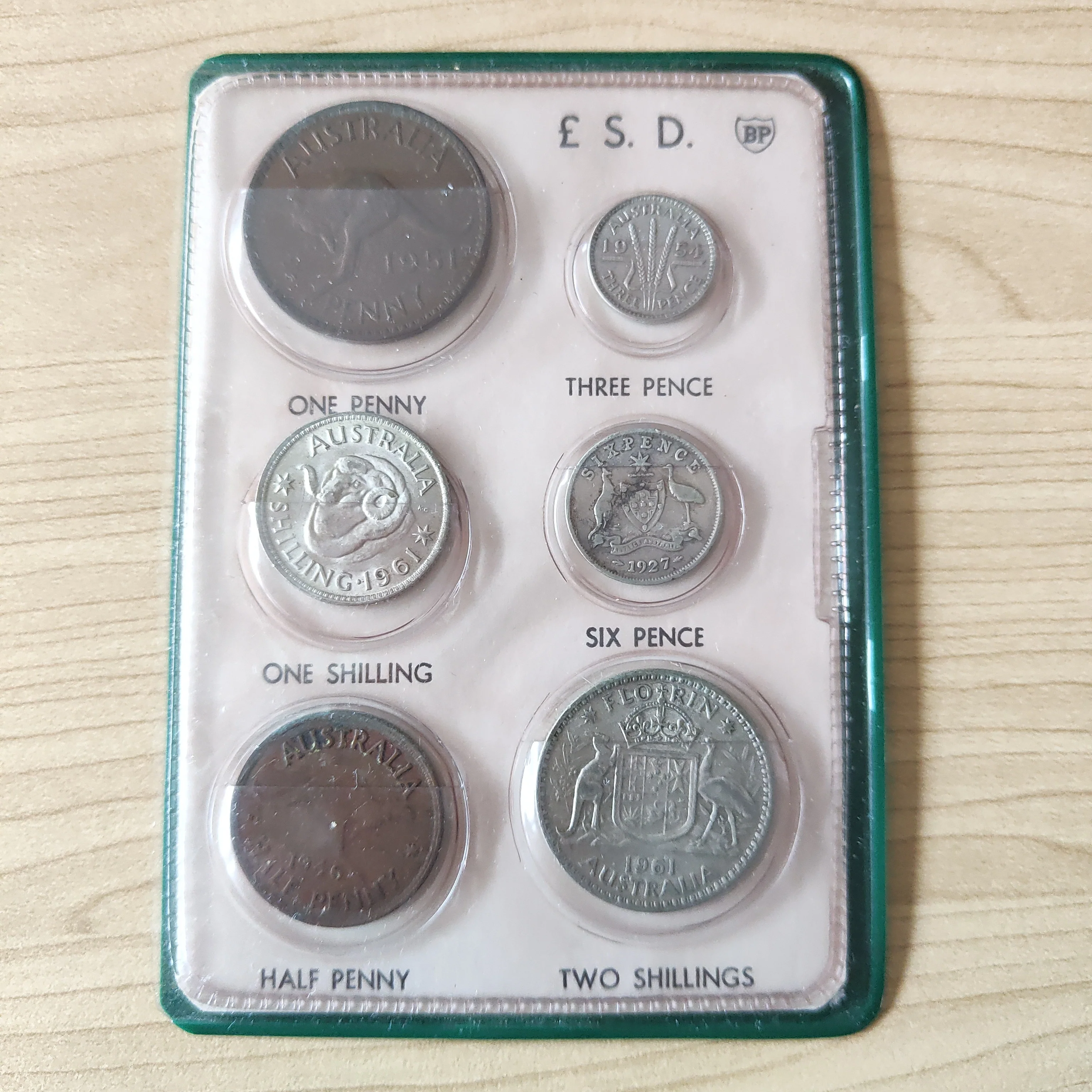 Pre-Decimal Australian BP Souvenir Wallet with Uncirculated Coin Set