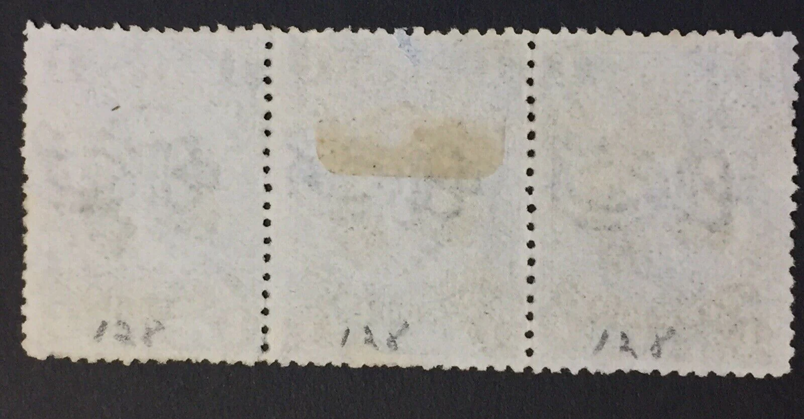 Queensland 1883 £1 Deep Green Chalon Strip Of 3 Fiscally Used SG156 - Image 2