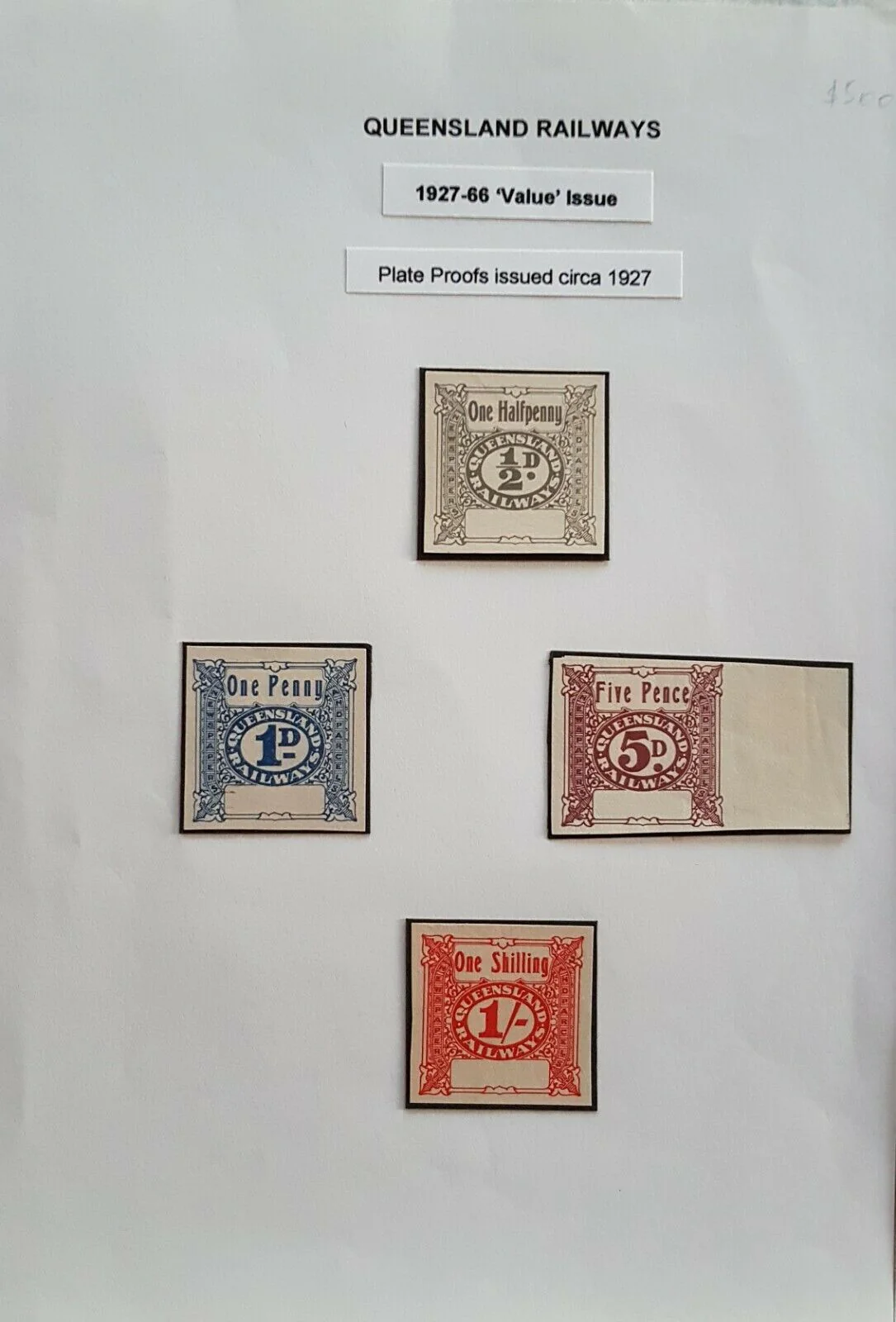 Queensland Railways, beautiful page of rare plate proofs from gold medal exhibit