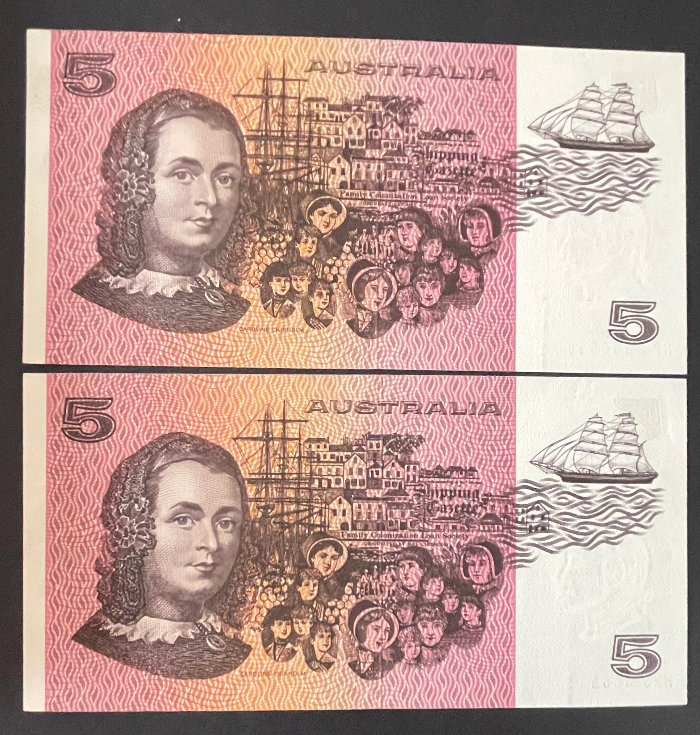Australia $5 Knight/Wheeler Banknote Consecutive Pair R206c - Image 2