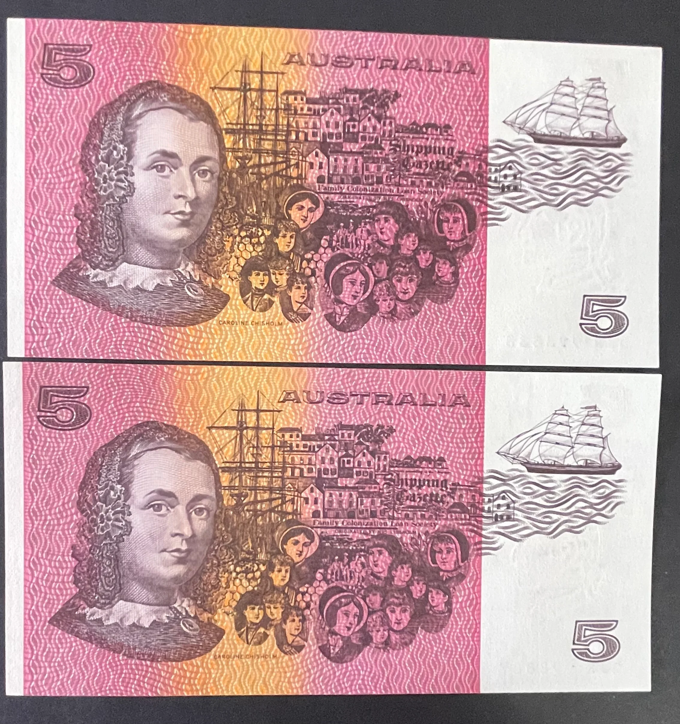 Australia 1991 $5 Fraser Cole Five Dollars Banknote First Prefix Pair R213F - Image 2