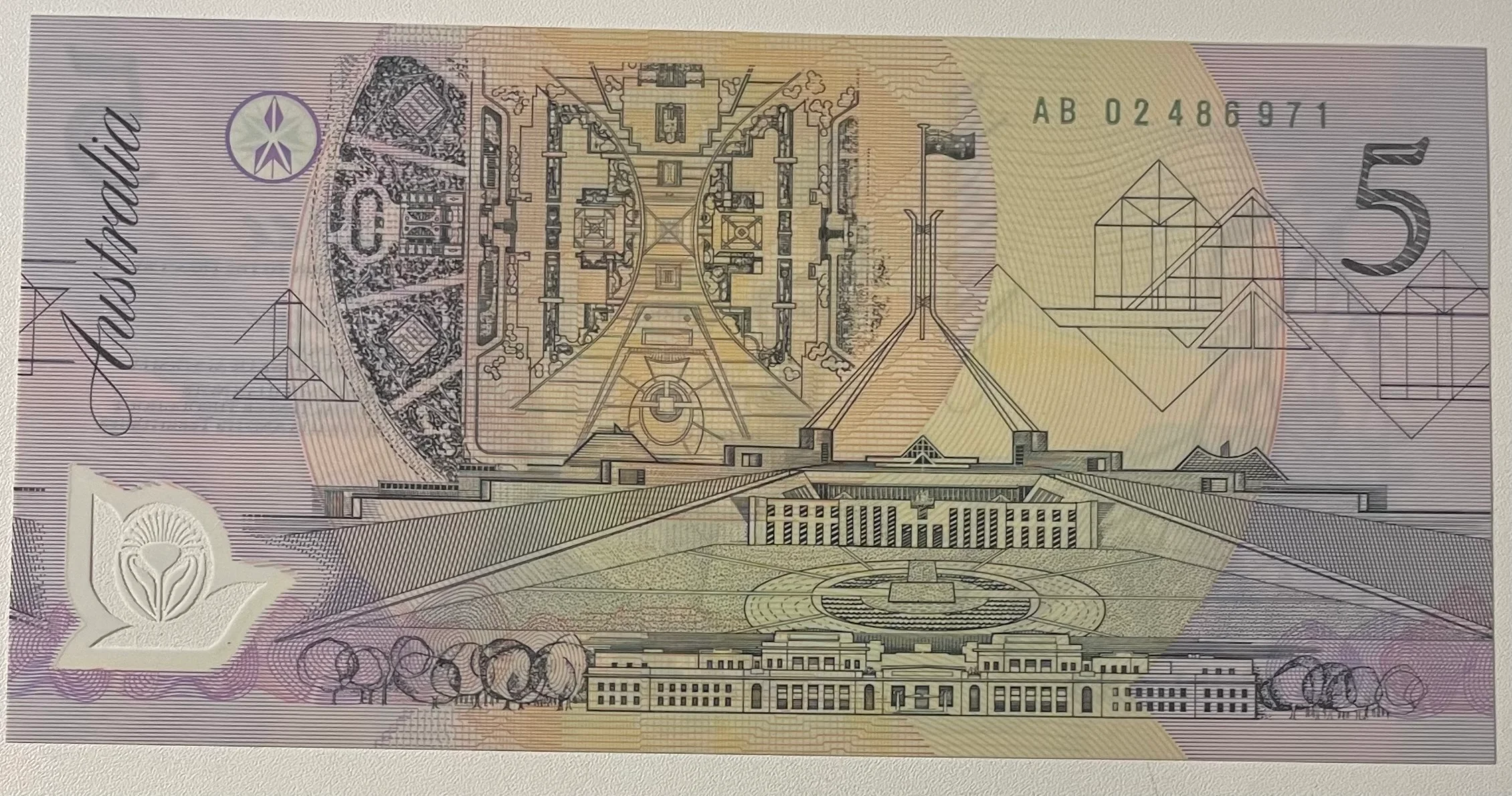 R214i Mc301 Five Dollar $5 Fraser/Cole Pale Green Serial Polymer Uncirculated - Image 2