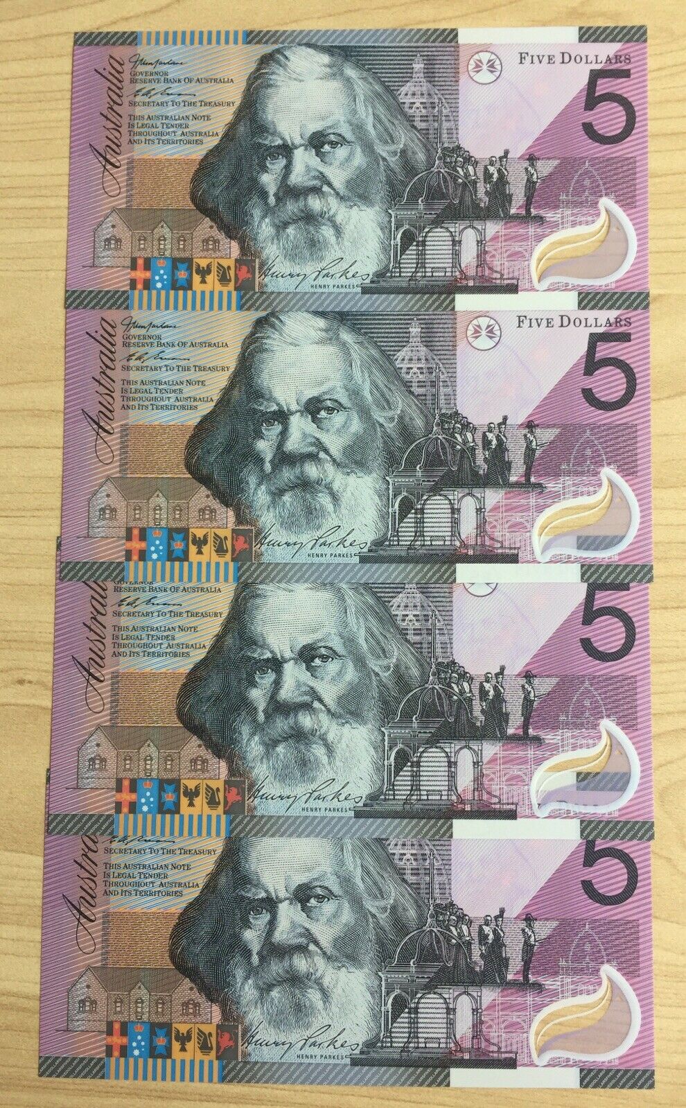 R219L $5 Federation Henry Parks/Catherine Spence JD01 Last Prefix Polymer Uncirculated Run - Image 2
