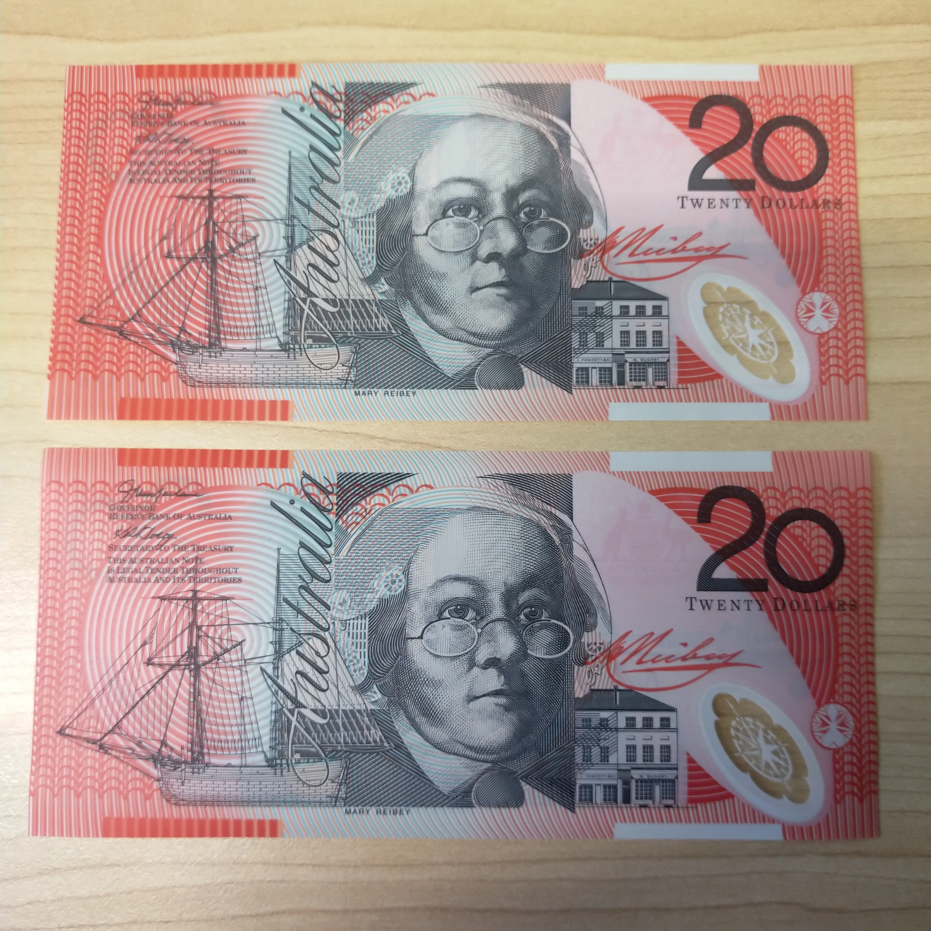 R420aL Australia $20 Last Prefix Macfarlane Henry Pair of Uncirculated Banknotes - Image 2