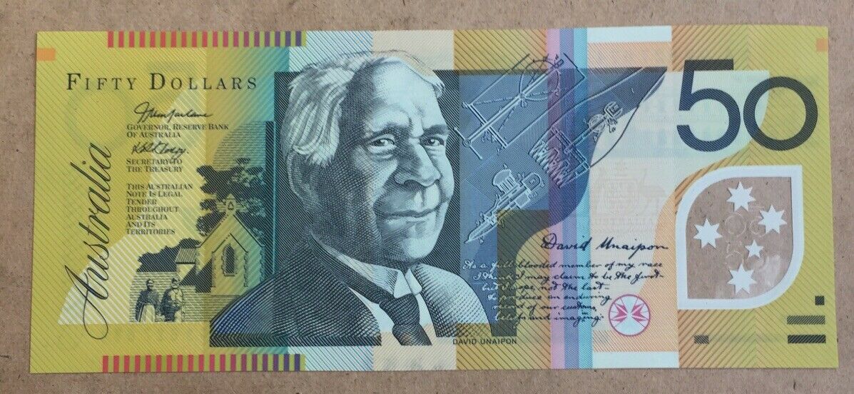 R520aF 2003 $50 Australia  Macfarlane Henry First Prefix AA03 Uncirculated. - Image 2