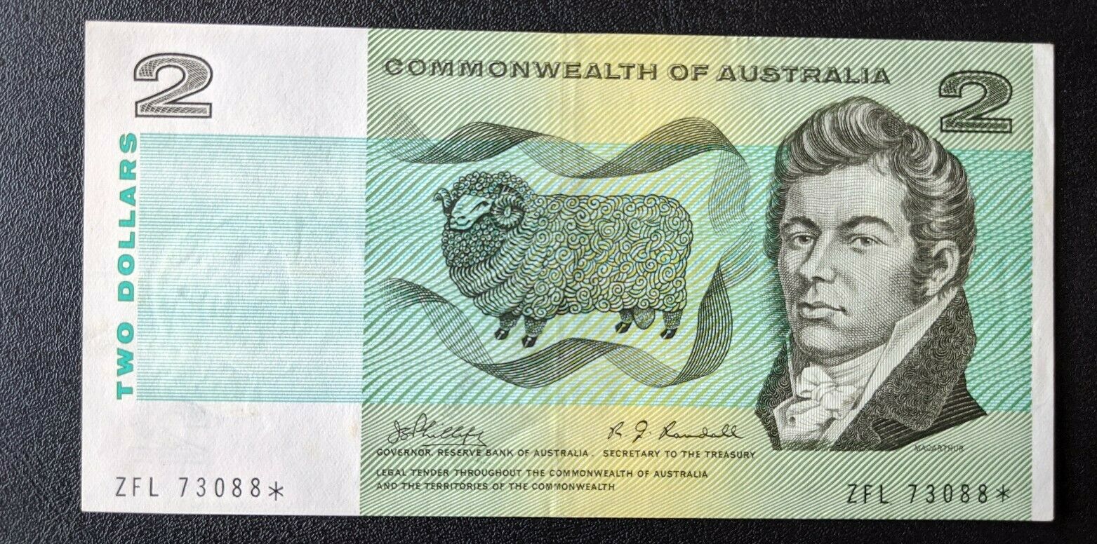R83s $2 Commonwealth Of Australia Star Note Rare Phillips/Randall ZFL73088* gVF