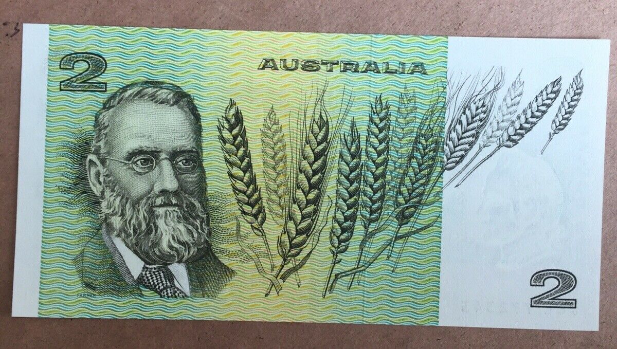 R86c $2 Australia Knight/Wheeler OCRB Side Thread Uncirculated - Image 2