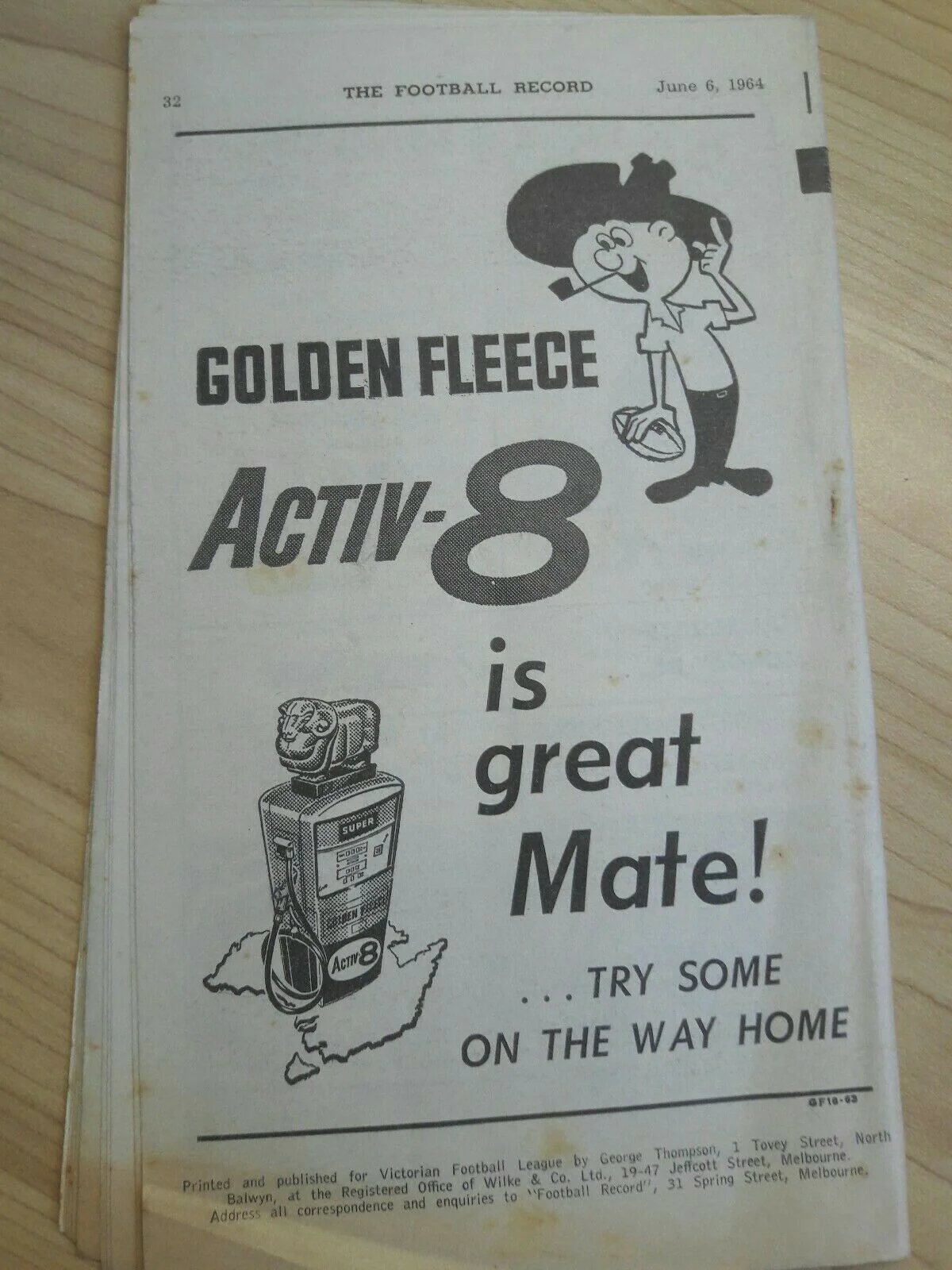 Richmond Vs Collingwood 1964 Footy Record - Image 2