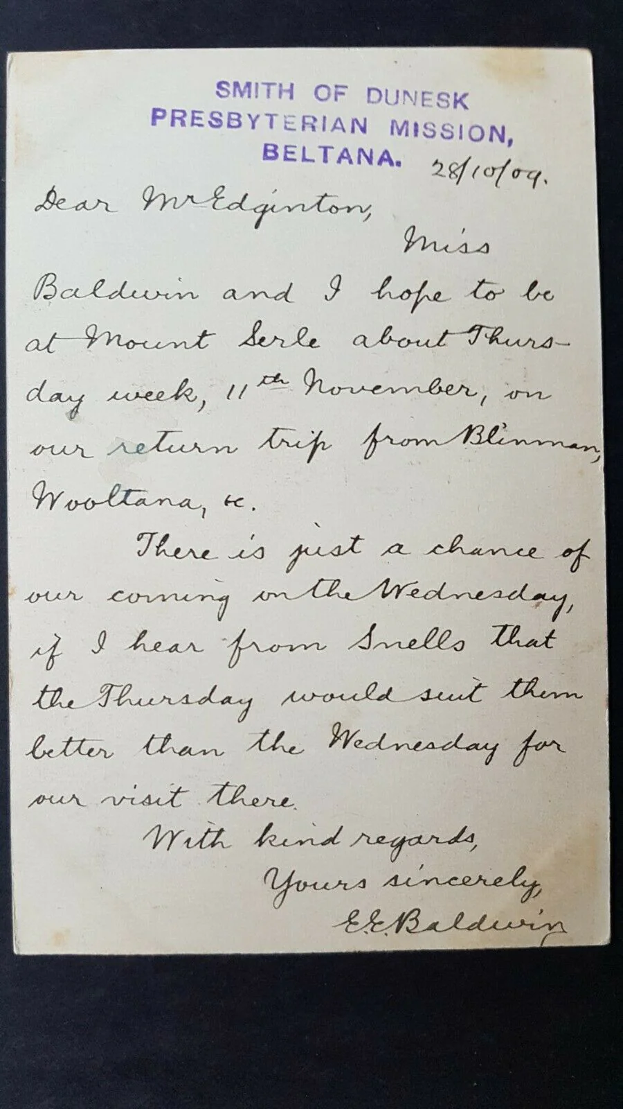 SA South Australia 1909 1d Postcard Wool Carting. Missionary letter. Horses ship - Image 2