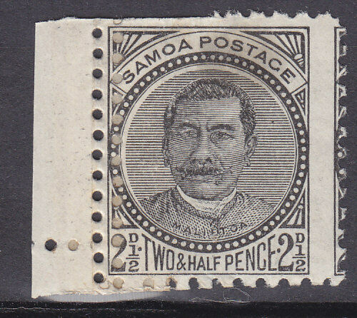 Samoa SG 82 2½d black Double perforation error with Official repair Mint hinged