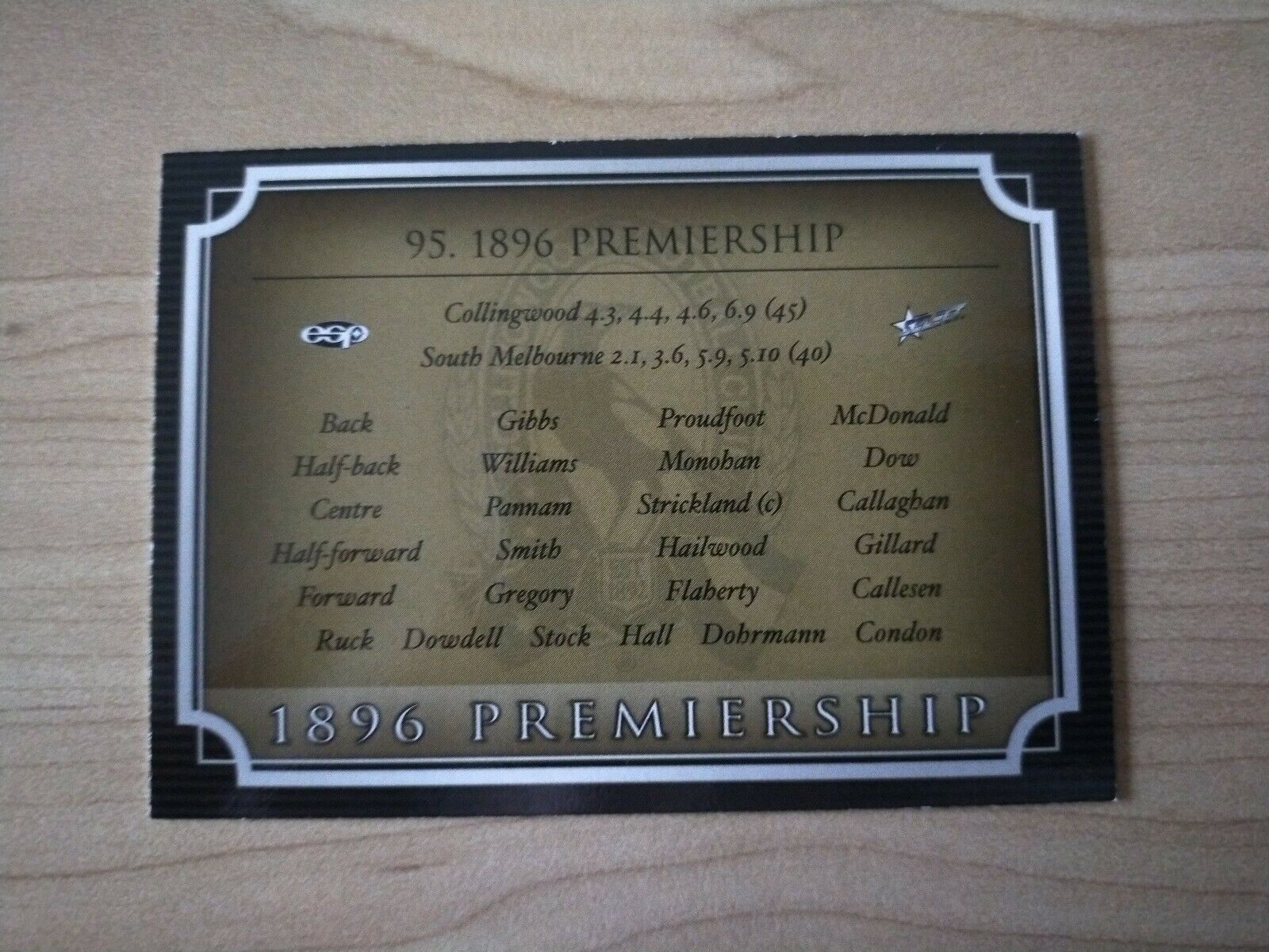 Select ESP Official AFL Collingwood Team Of The Century 1896 Premiership (95) - Image 2