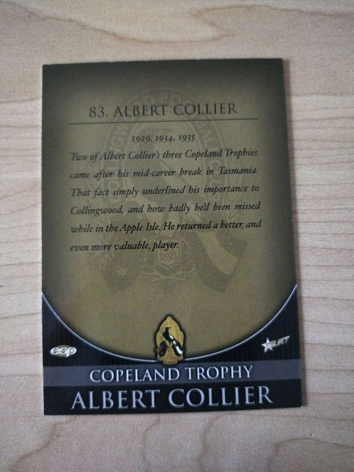 Select ESP Official AFL Collingwood Team Of The Century Albert Collier (83) - Image 2