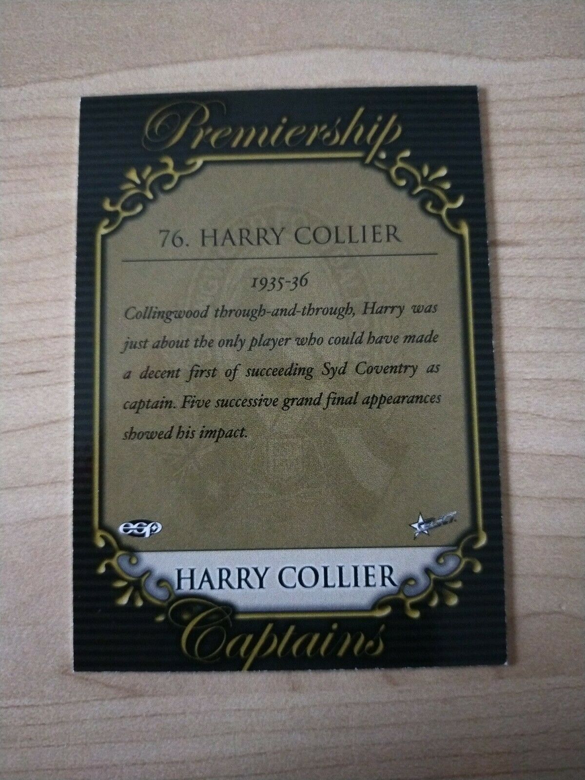 Select ESP Official AFL Collingwood Team Of The Century Harry Collier (76) - Image 2