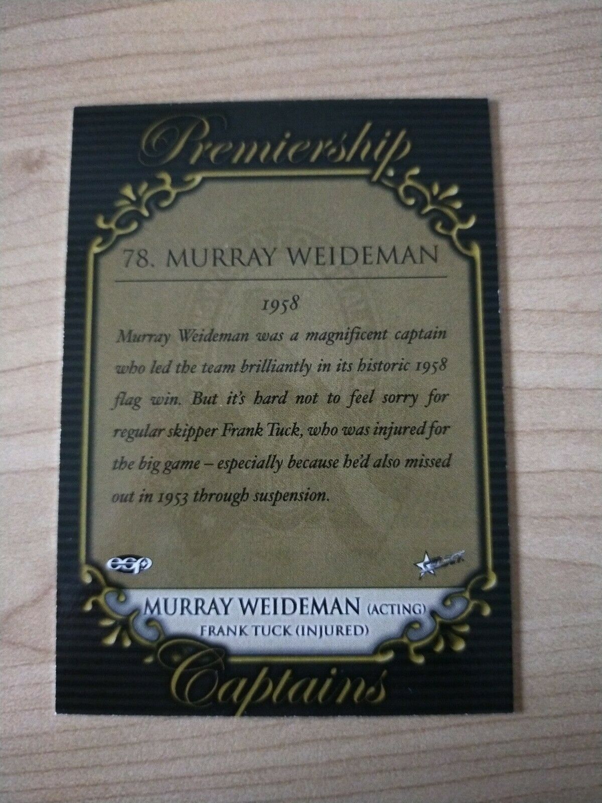 Select ESP Official AFL Collingwood Team Of The Century Murray Weideman (78) - Image 2