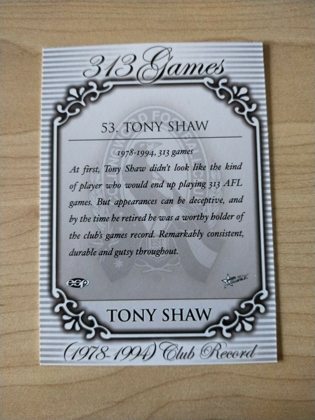 Select ESP Official AFL Collingwood Team Of The Century Tony Shaw (53) - Image 2