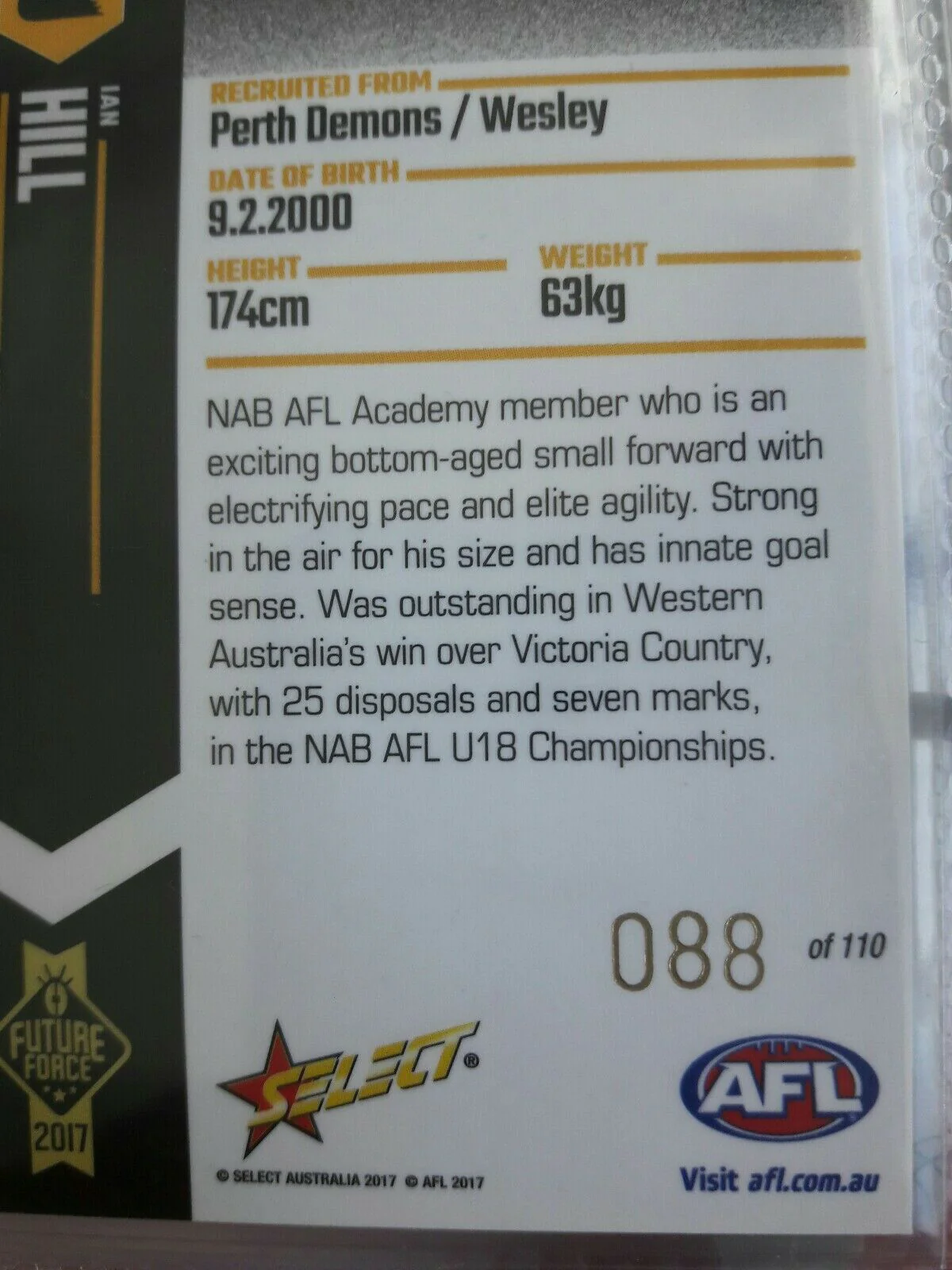 Select Future Forces 2017 Blue Ian Hill WA 088/110 - Image 2