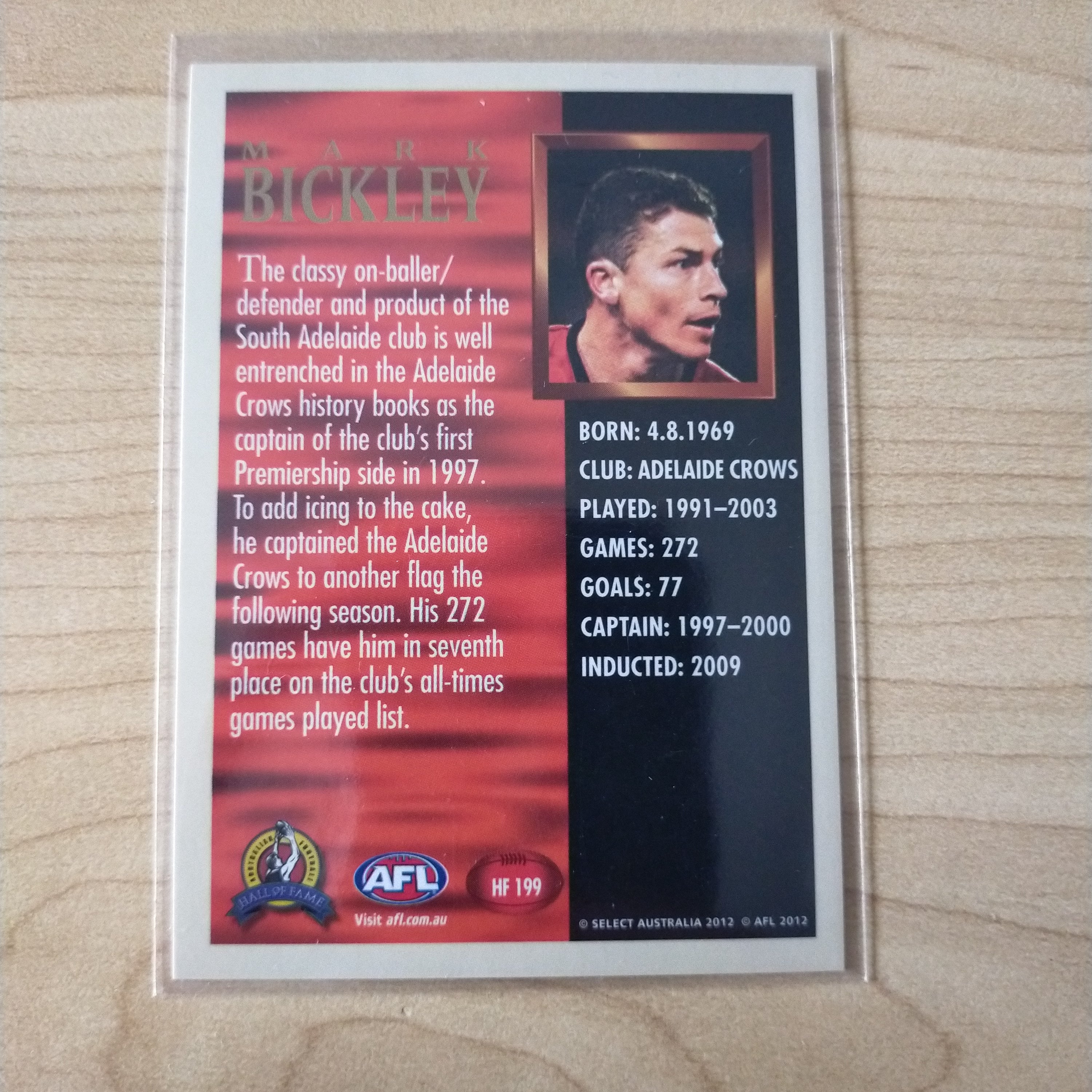 Select Hall of Fame Mark Bickley Adelaide Hand Signed Card - Image 2
