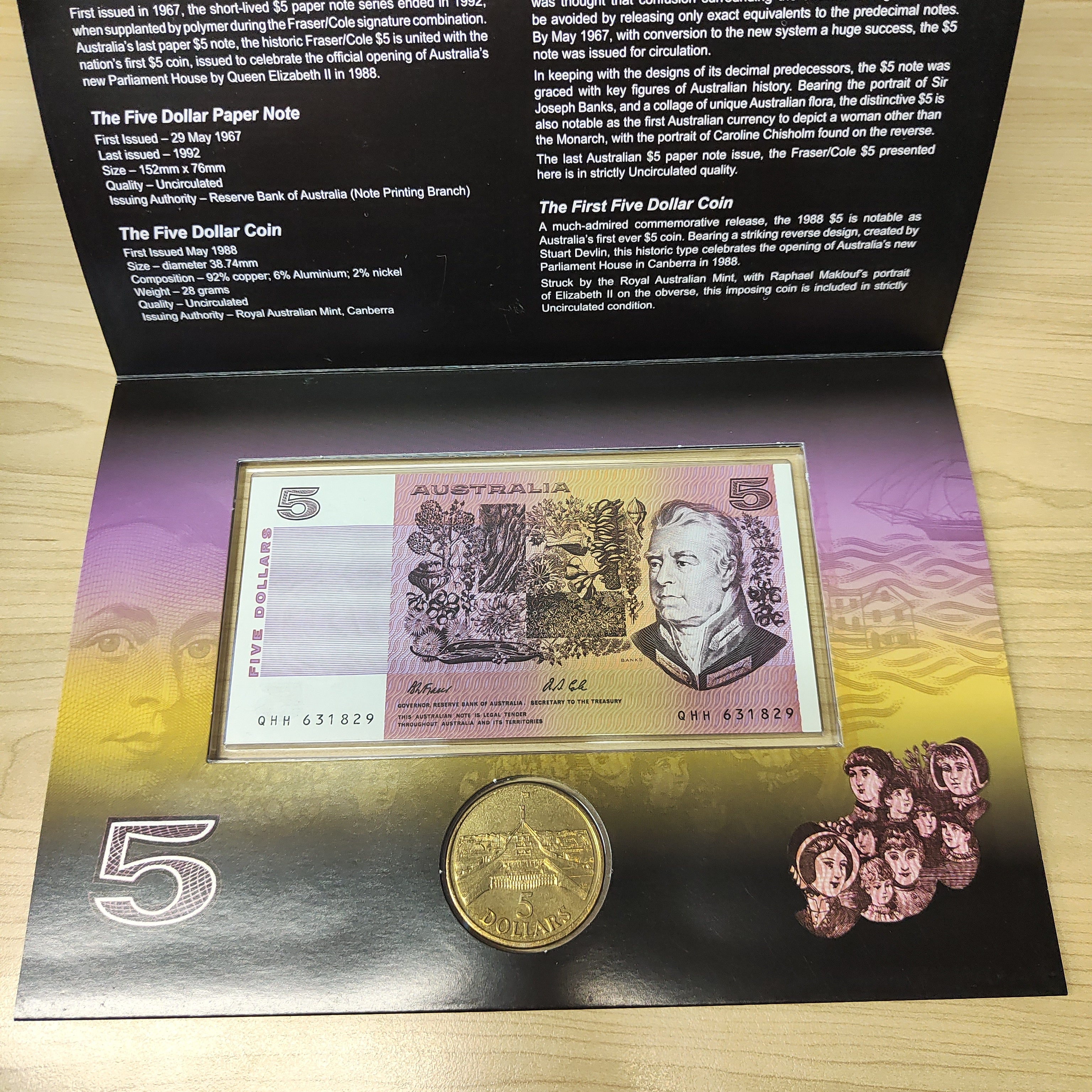 Sherwood 2007 Five Dollar Limited Edition Pack Last $5 Note First $5 Coin Folder - Image 3