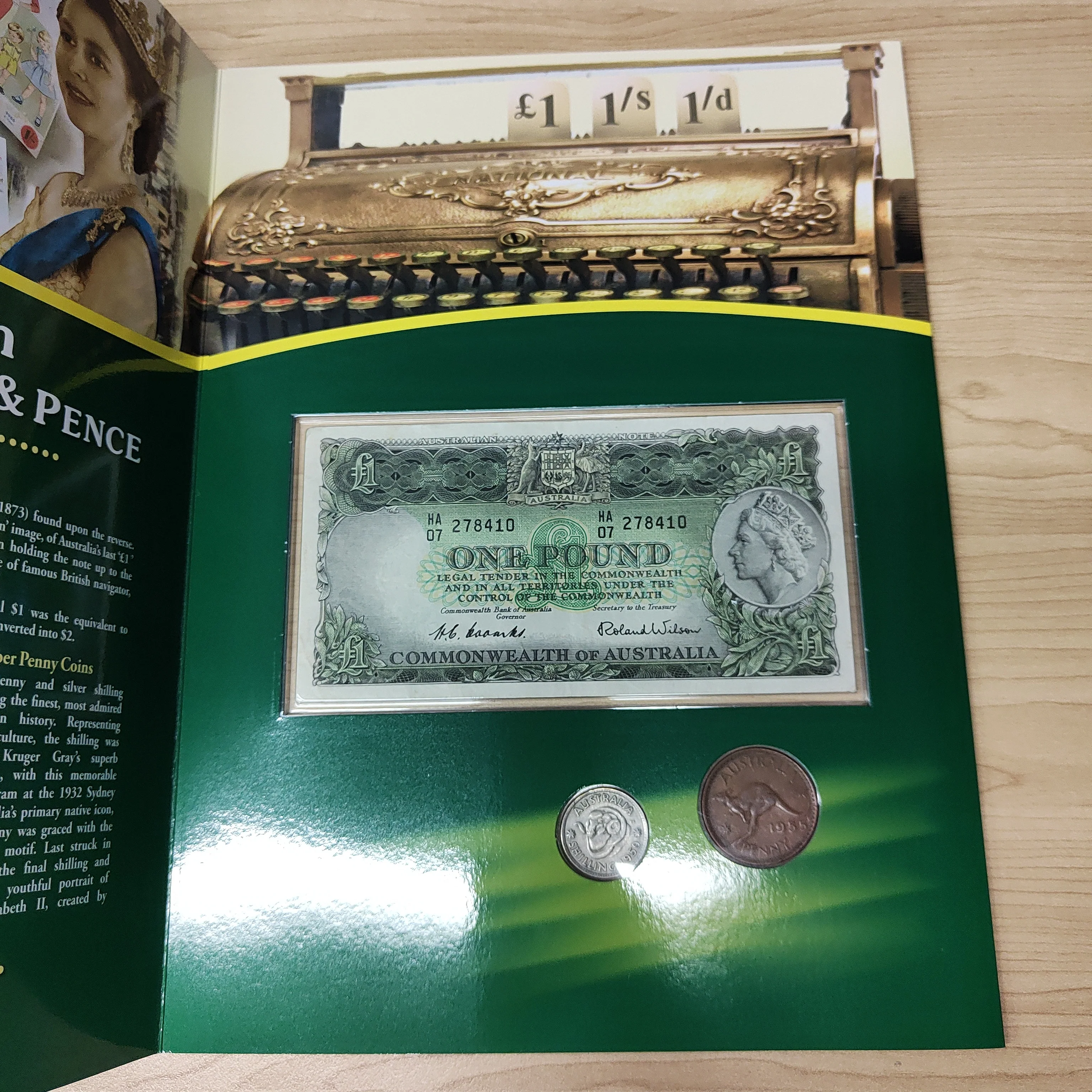 Sherwood 2011 Elizabeth II Pre-Decimal Currency Australian Pounds, Shillings & Pence Coin and Note Folder - Image 3