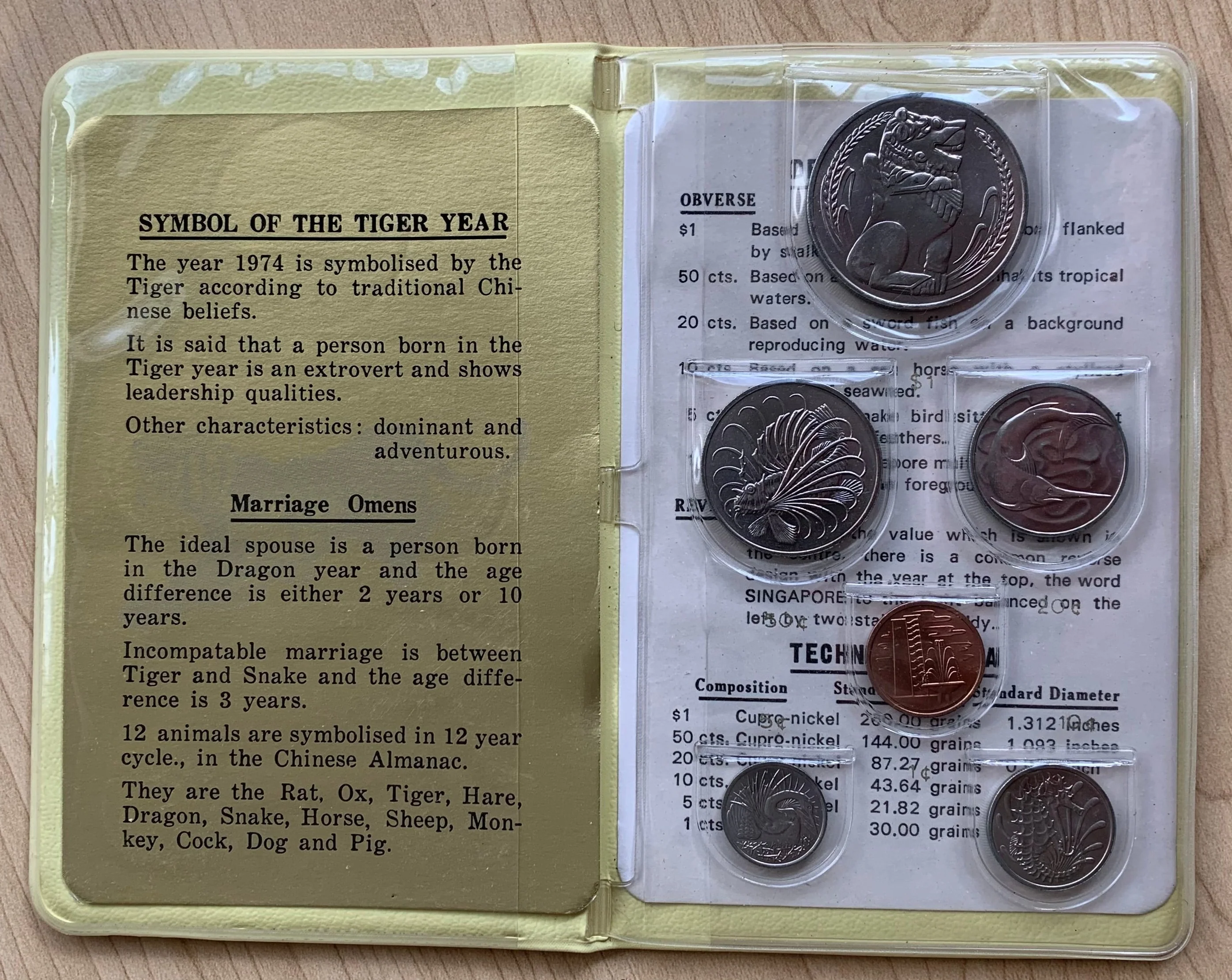 Singapore Mint 1974 Uncirculated Coin set.