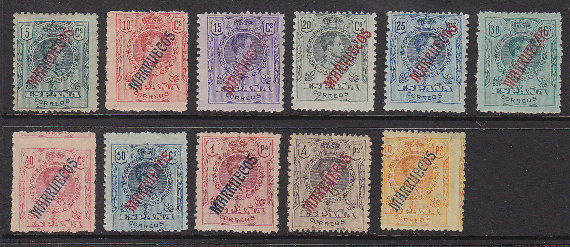 Spanish Morocco SG 44-54 MARRUECOS 5c to 10p optd on Spain Mint Hinged