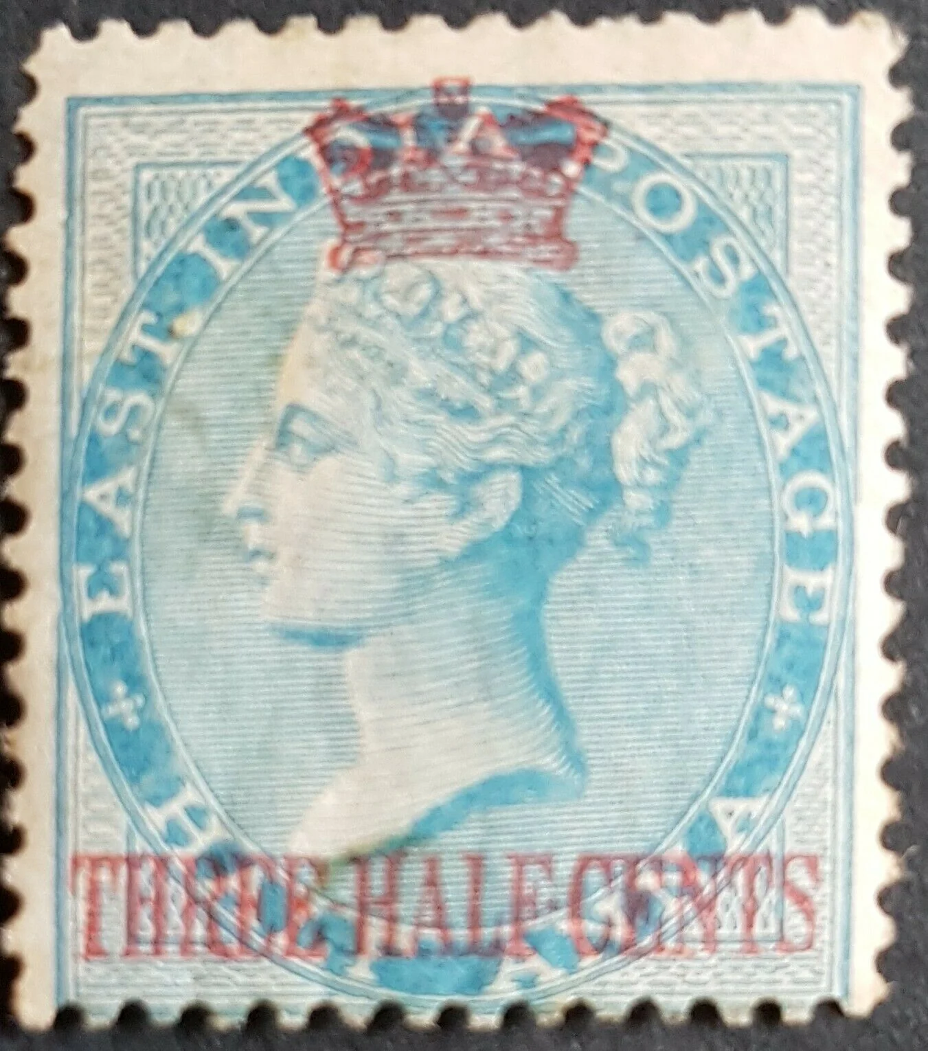Straits Settlements on India Malayan States SG 1, 1½c on ½a blue MLH