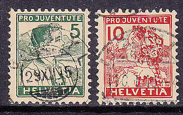Switzerland 1915 Pro Juventute SG J1a-2 Michel 128/9 Children's Fund Used