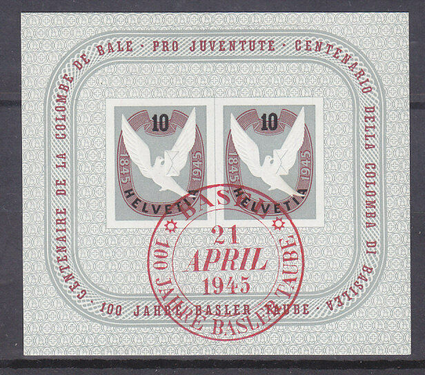 Switzerland SG 446b Centenary of Basel Cantonal Stamp Issue MS Used
