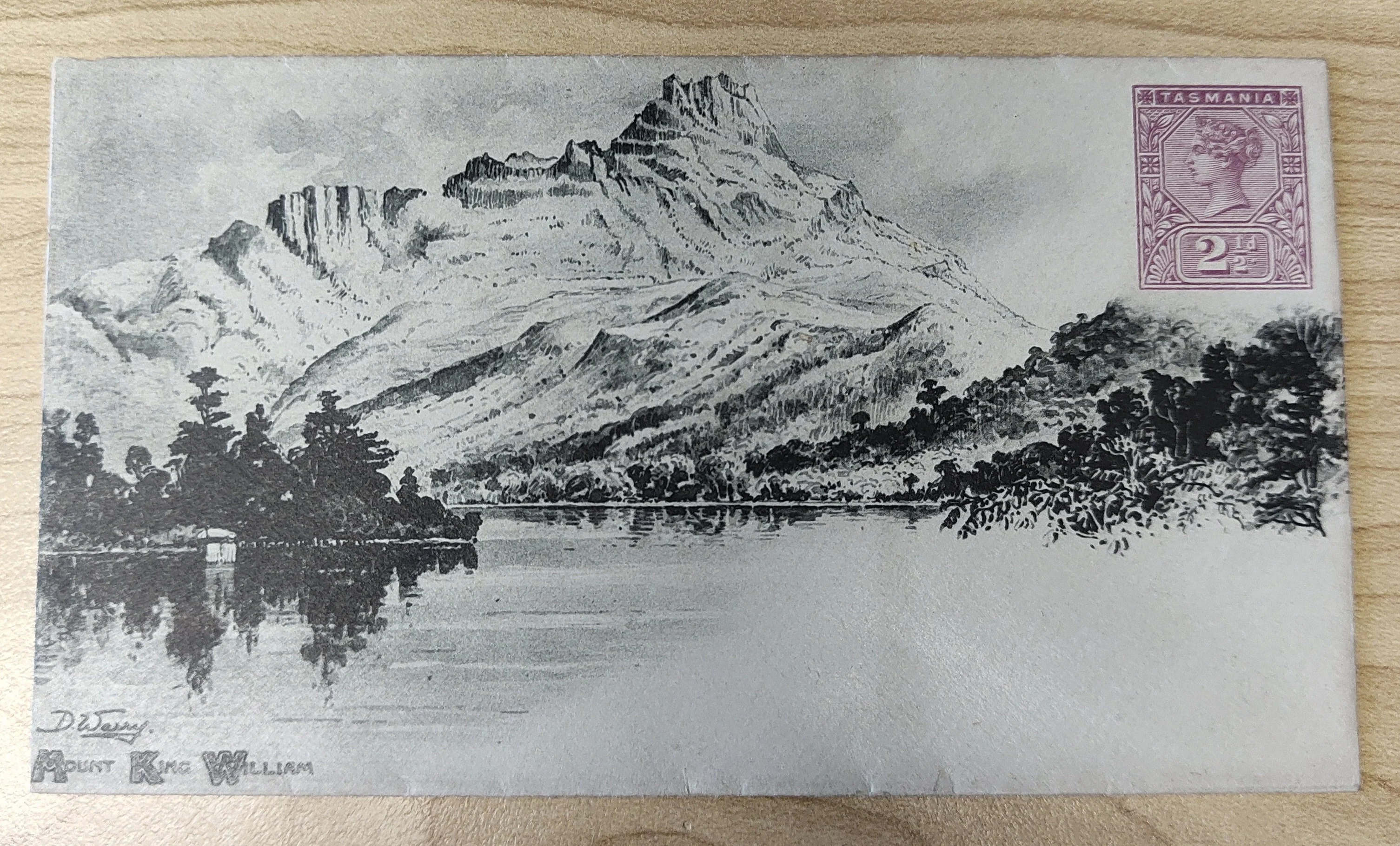 Tasmania 1898 2½ Envelope with view "Mount King William"
