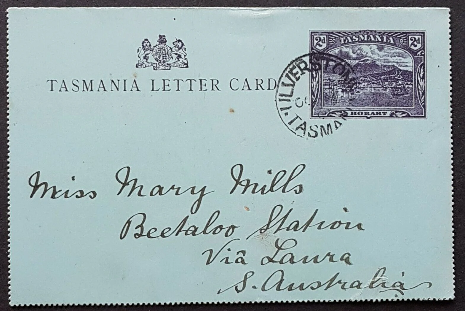 Tasmania Australian States 2d Scenic Letter Card Tasmania Mine Beaconsfield U - Image 2