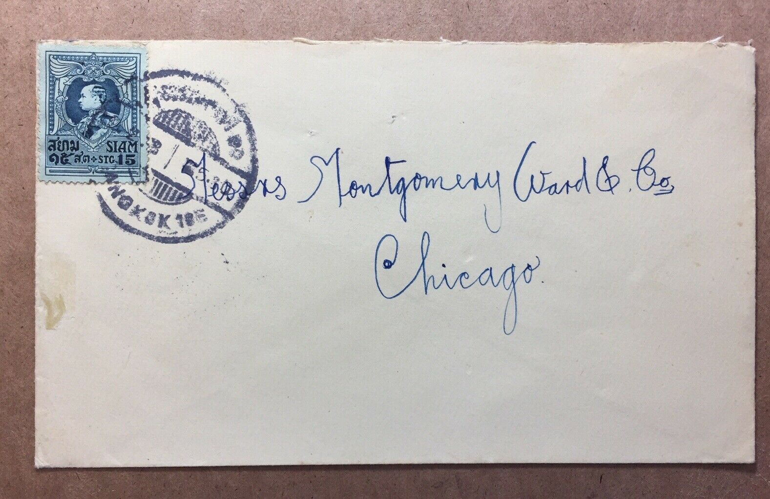 Thailand 1923 Commercial Cover From Bangkok To Chicago