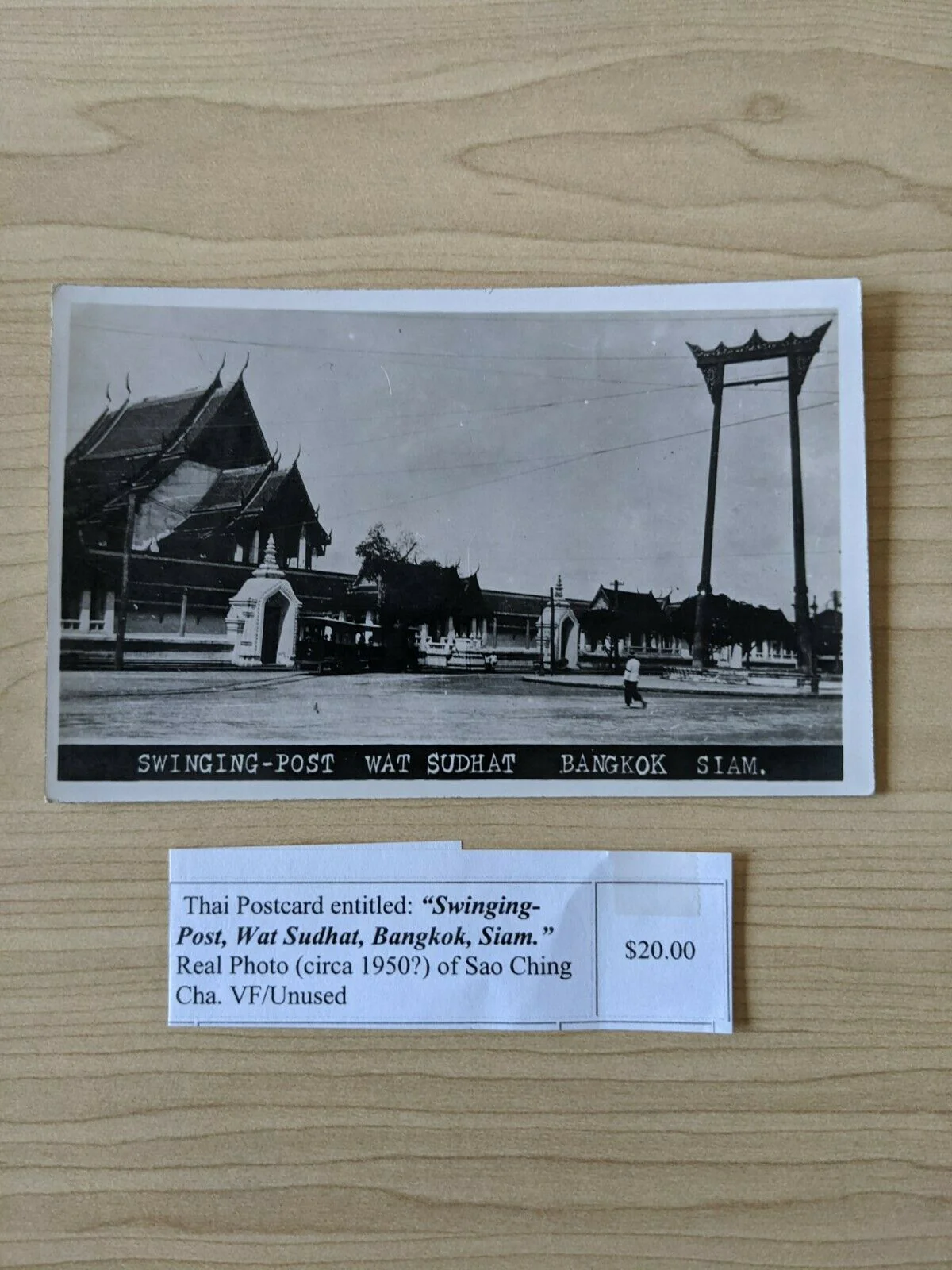 Thailand Postcard Swinging Post Wat Sudhat Bangkok Siam Mint - Image 3