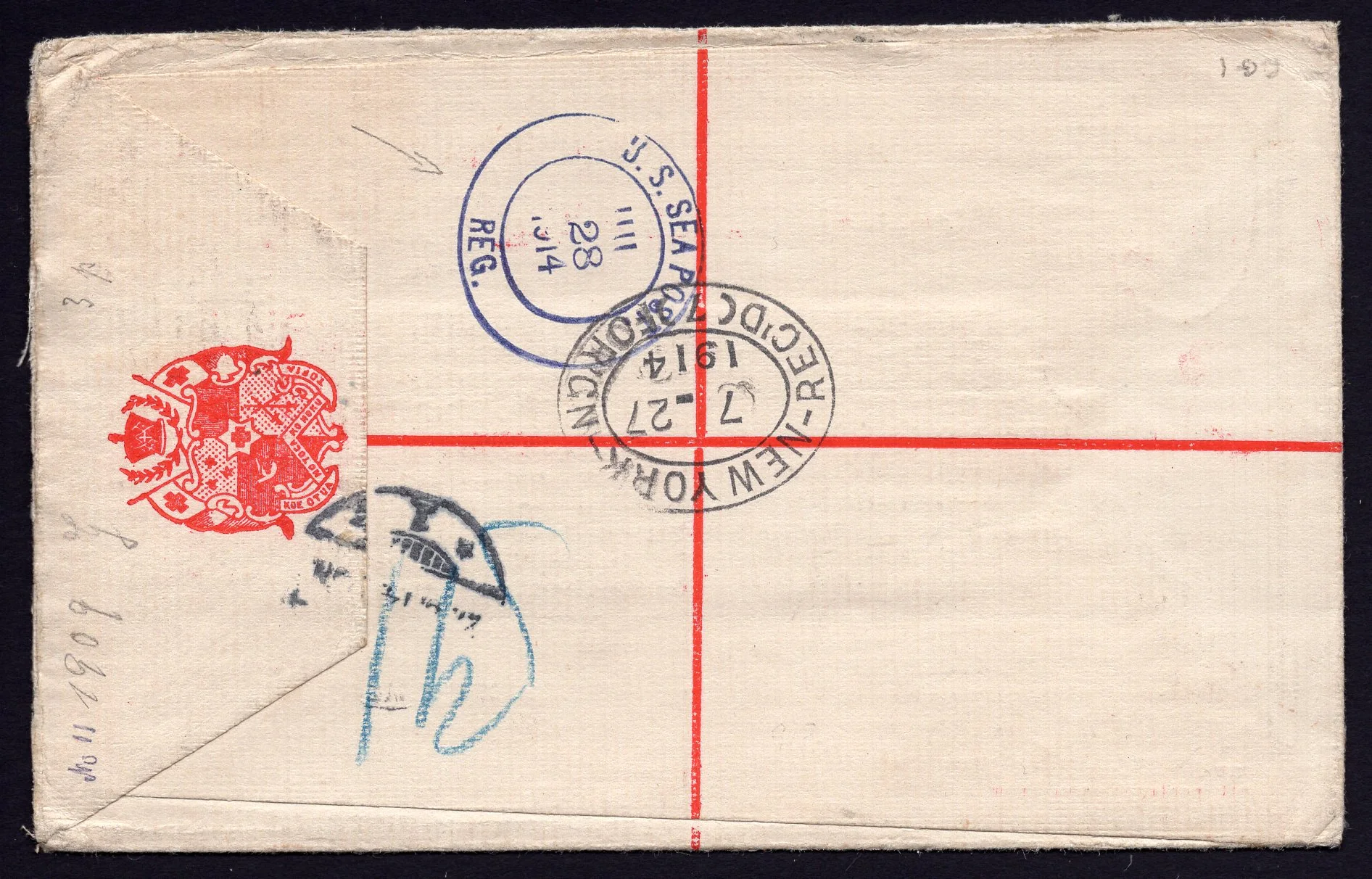 Tonga Toga 1914 Registered Envelope sent to Hannover Germany - Image 2