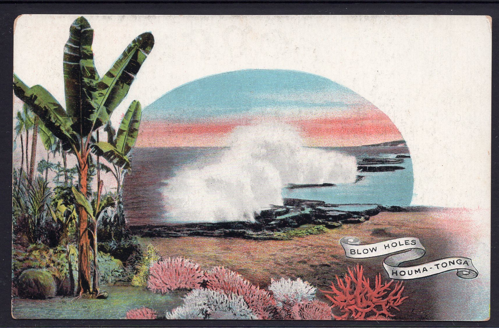 Tonga Toga 1d Stamp Blow Holes Houma Tonga Postcard Mint