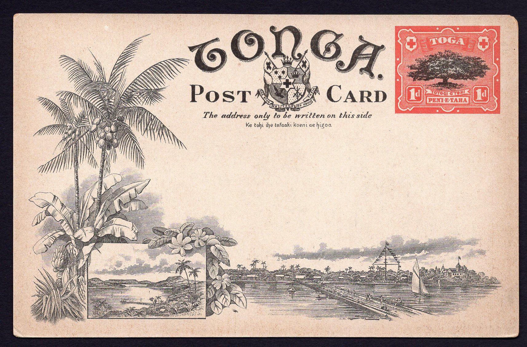 Tonga Toga 1d Stamp Blow Holes Houma Tonga Postcard Mint - Image 2