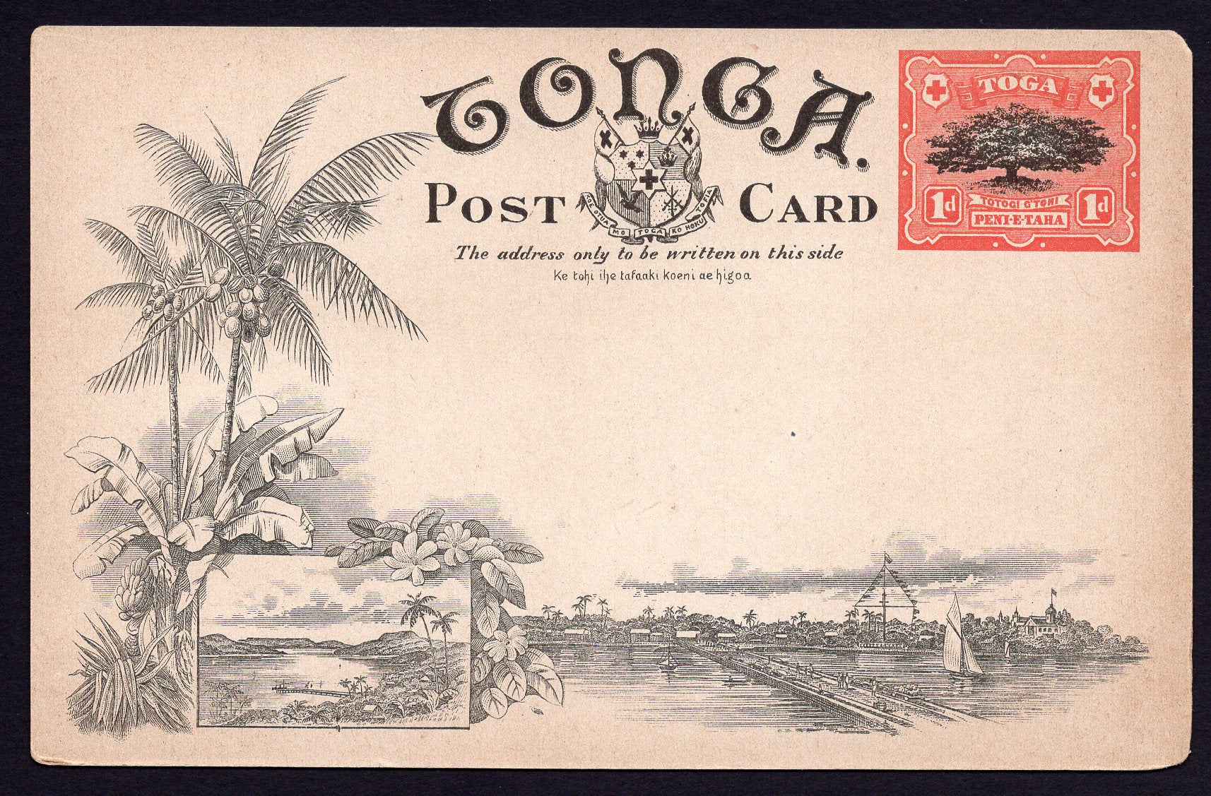Tonga Toga 1d Stamp Stripping Bark for Tappa Making Tonga Postcard Mint - Image 2