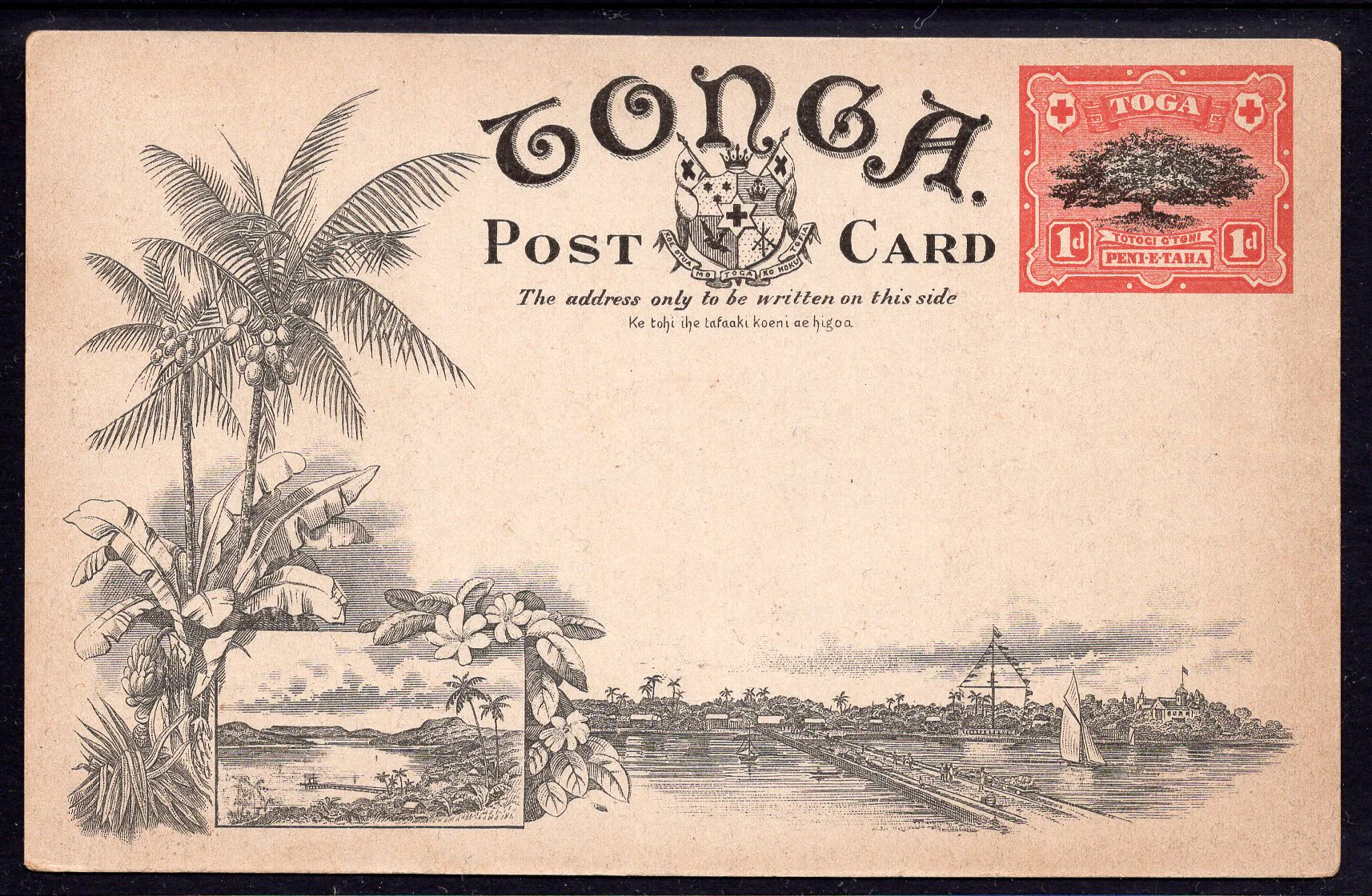 Tonga Toga 1d Stamp Tufumahina Postcard Mint - Image 2
