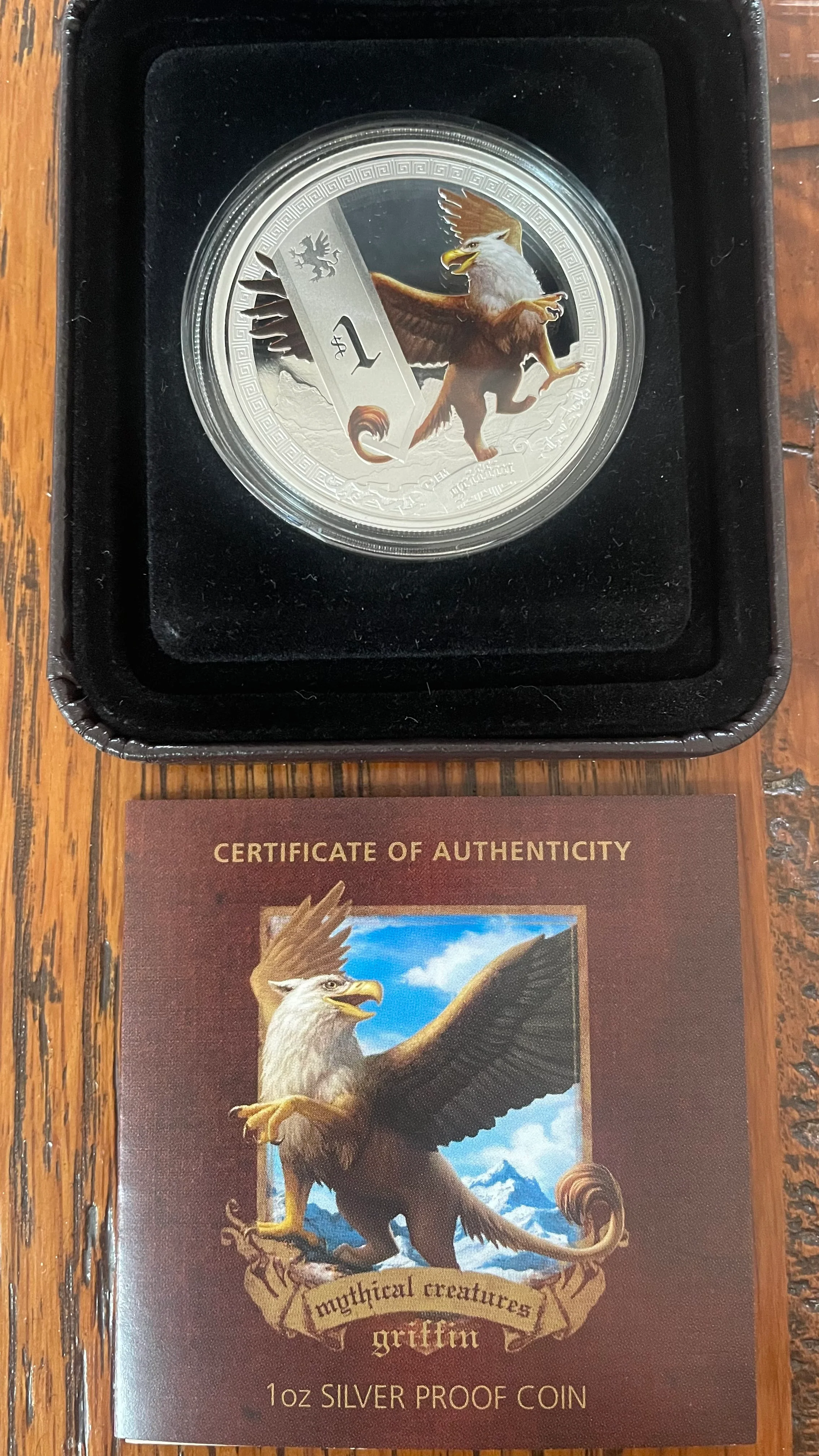 Tuvalu 2013 Perth Mint Coloured Mythical Creatures $1 Griffin 1oz Silver Proof Coin