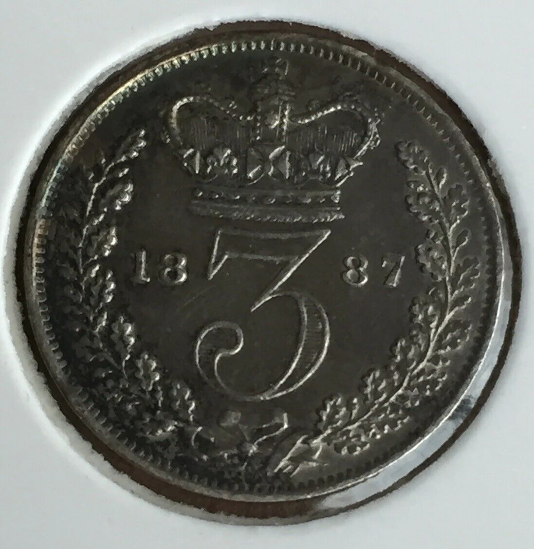 UK Great Britain 1887 Queen Victoria Silver 3d Three Pence Coin