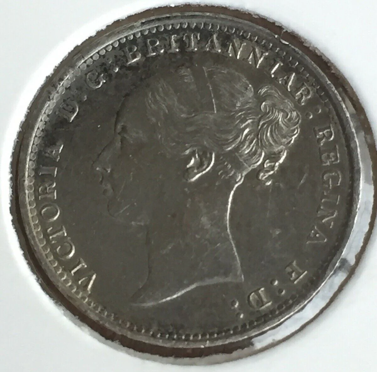 UK Great Britain 1887 Queen Victoria Silver 3d Three Pence Coin - Image 2