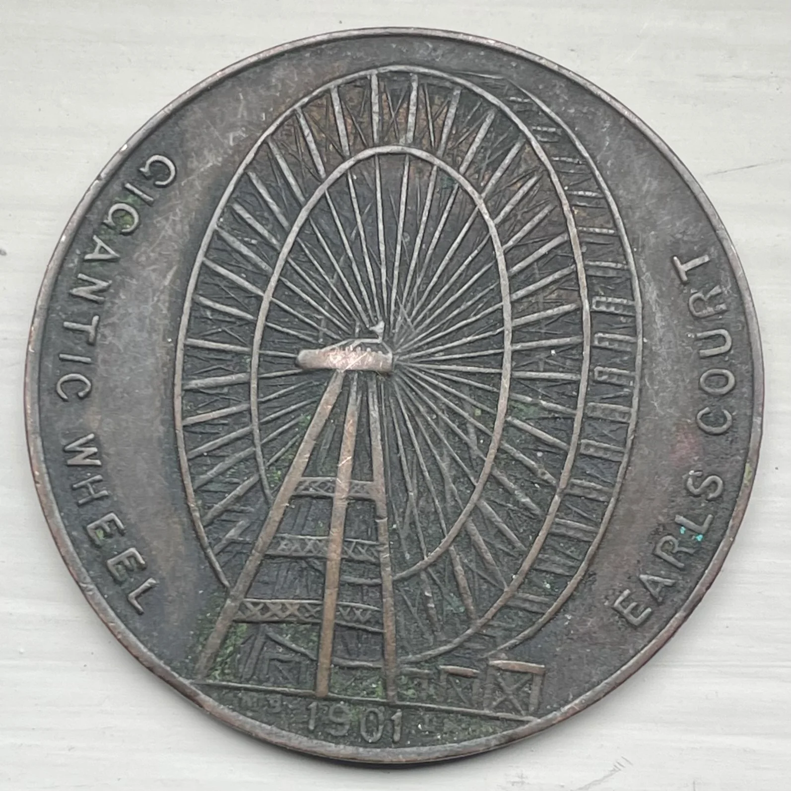 UK Great Britain 1901 Gigantic Wheel Earls Court Medallion