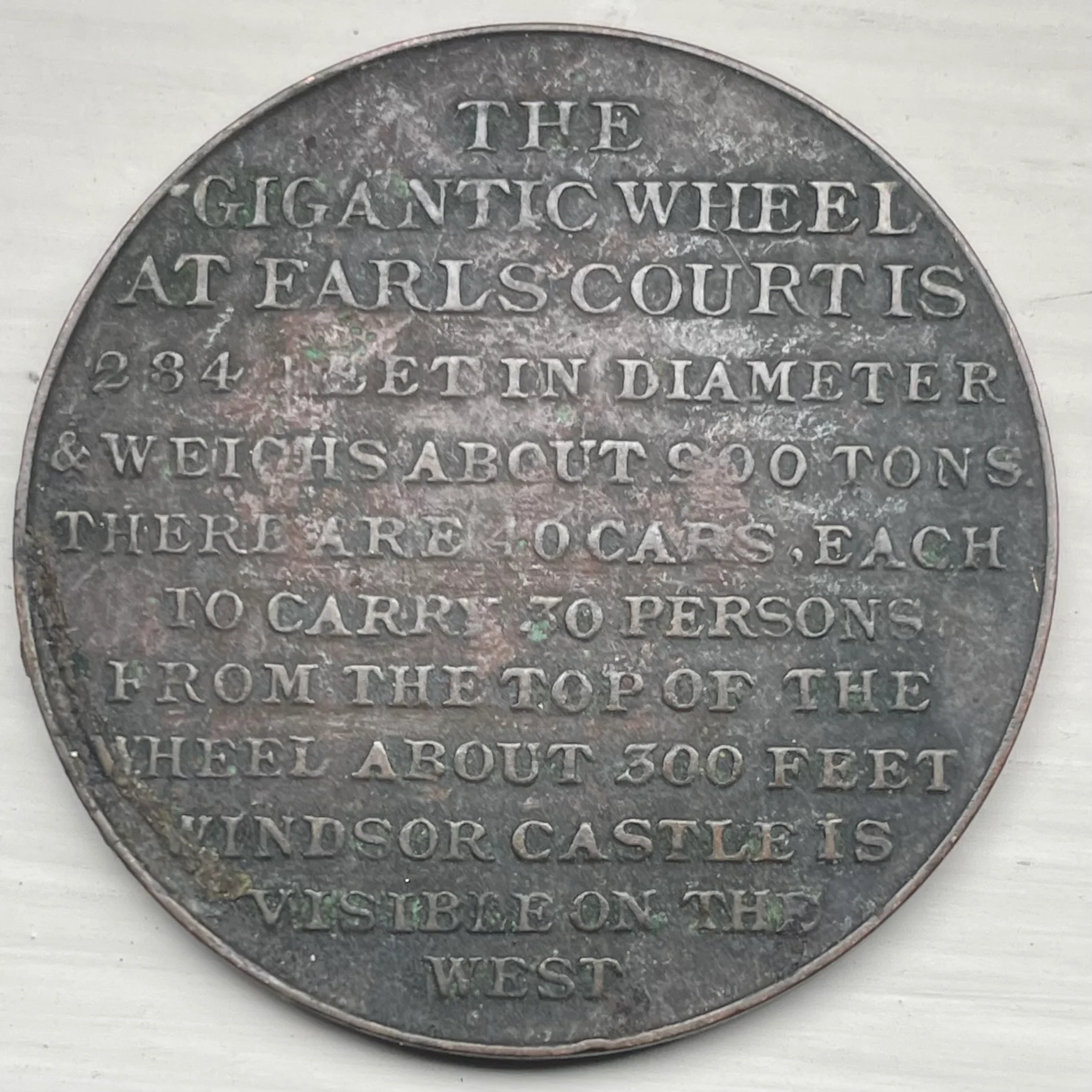 UK Great Britain 1901 Gigantic Wheel Earls Court Medallion - Image 2