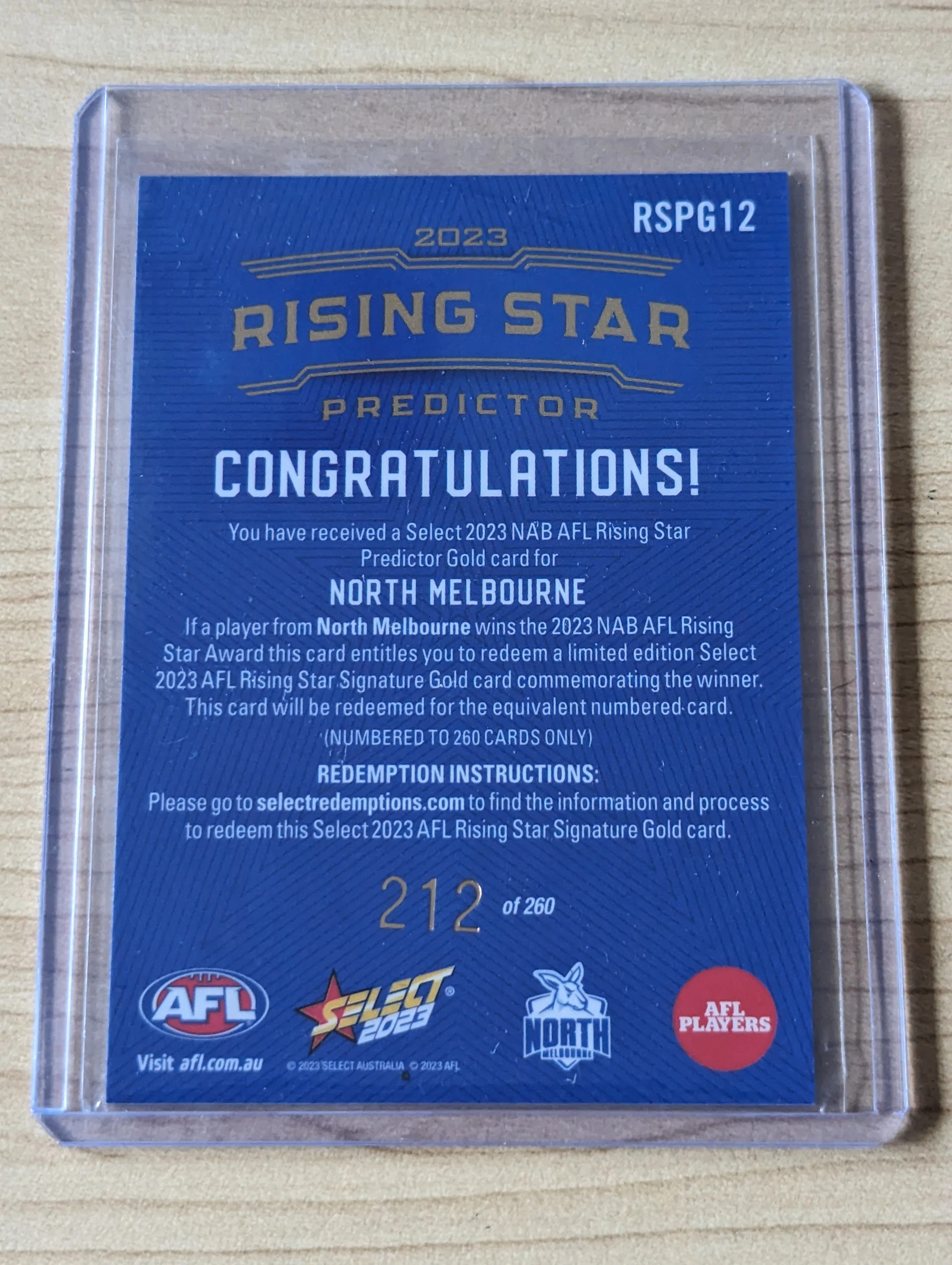 2023 AFL Select North Melbourne Harry Sheezel Rising Star Redemption - Image 2