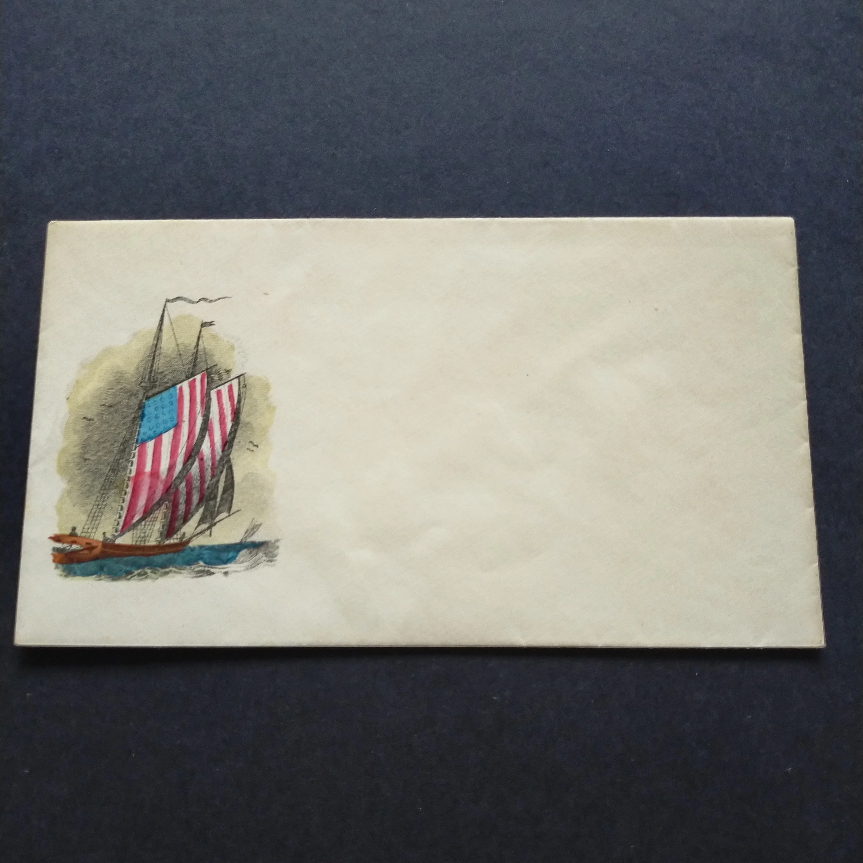 USA American Civil War Union Propaganda Cover Patriotic Naval Design Featuring Ship with Flag Sails