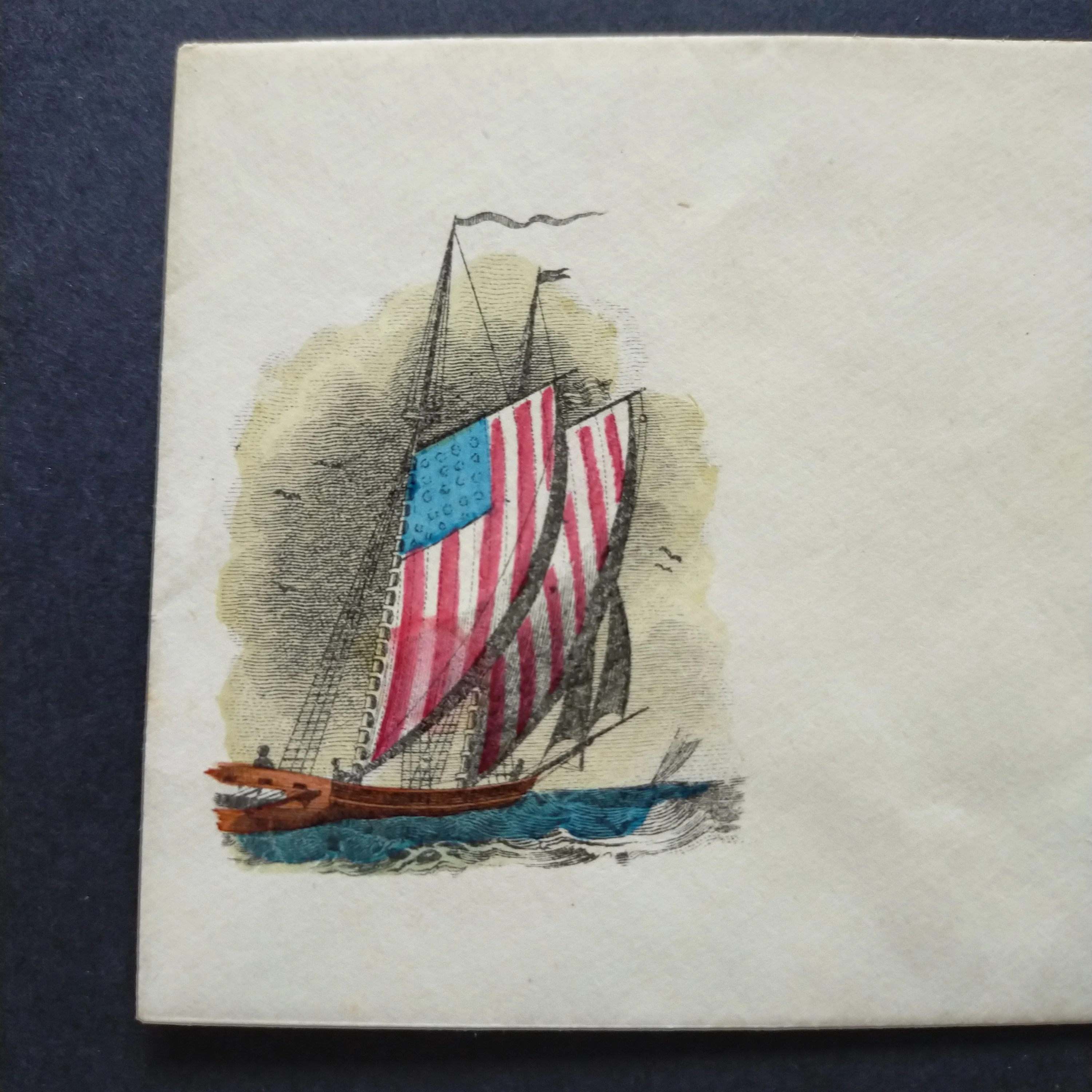 USA American Civil War Union Propaganda Cover Patriotic Naval Design Featuring Ship with Flag Sails - Image 2