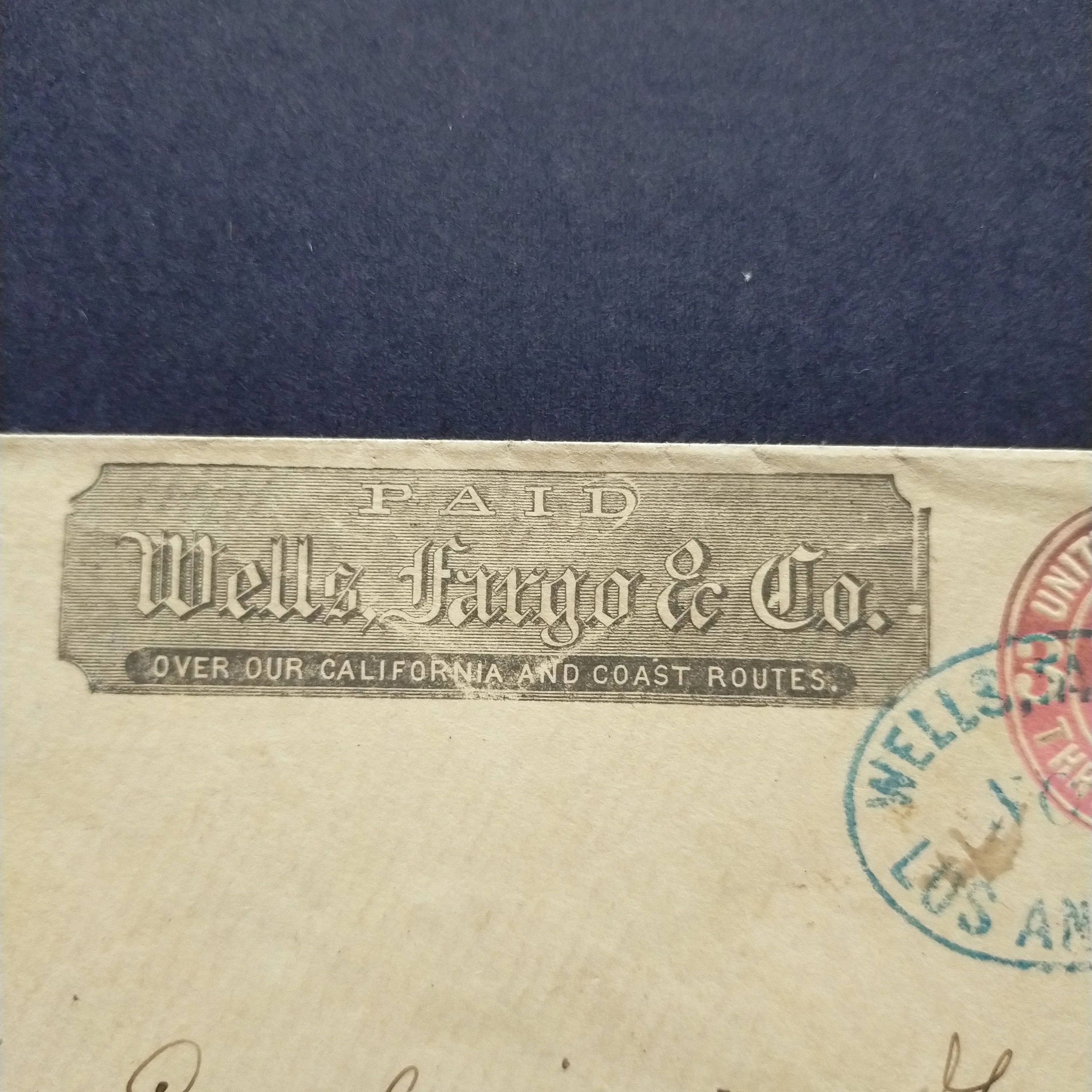 USA American Cover 3c Wells Fargo & Co imprint and Los Angeles blue CDS Very Fine and scarce - Image 4