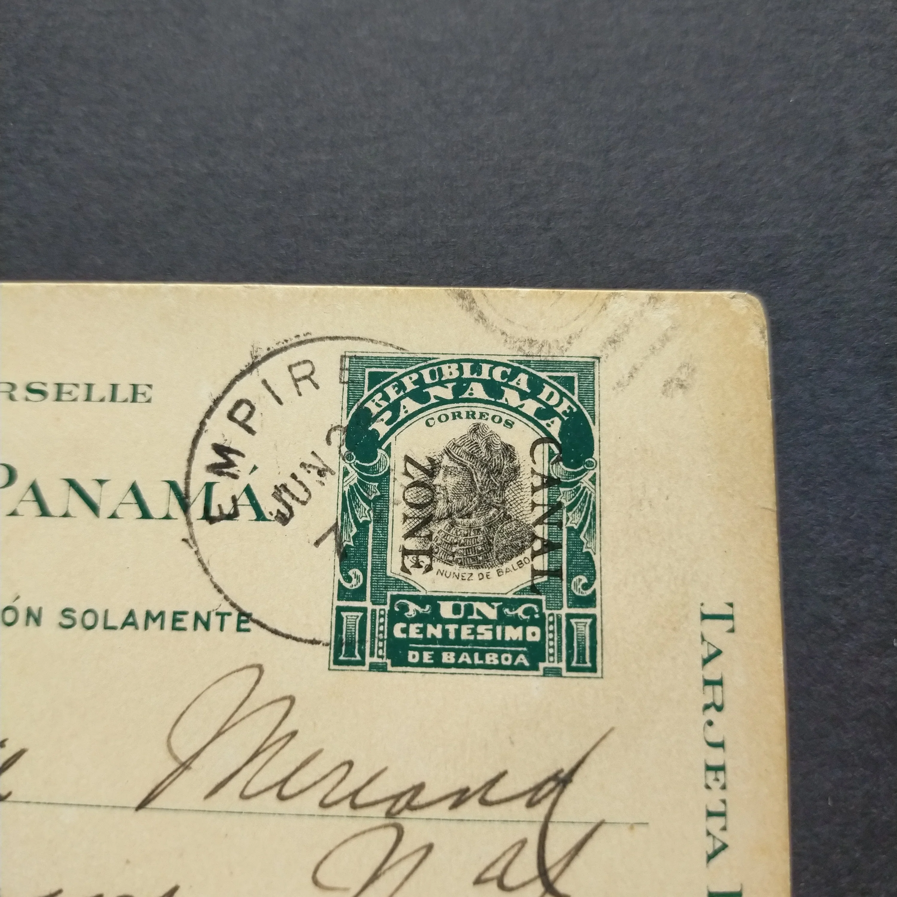 USA American Postcard 1910 Panama Canel Zone Postcard with printed stamp 'Republica De Panama' sent from Empire to USA - Image 3