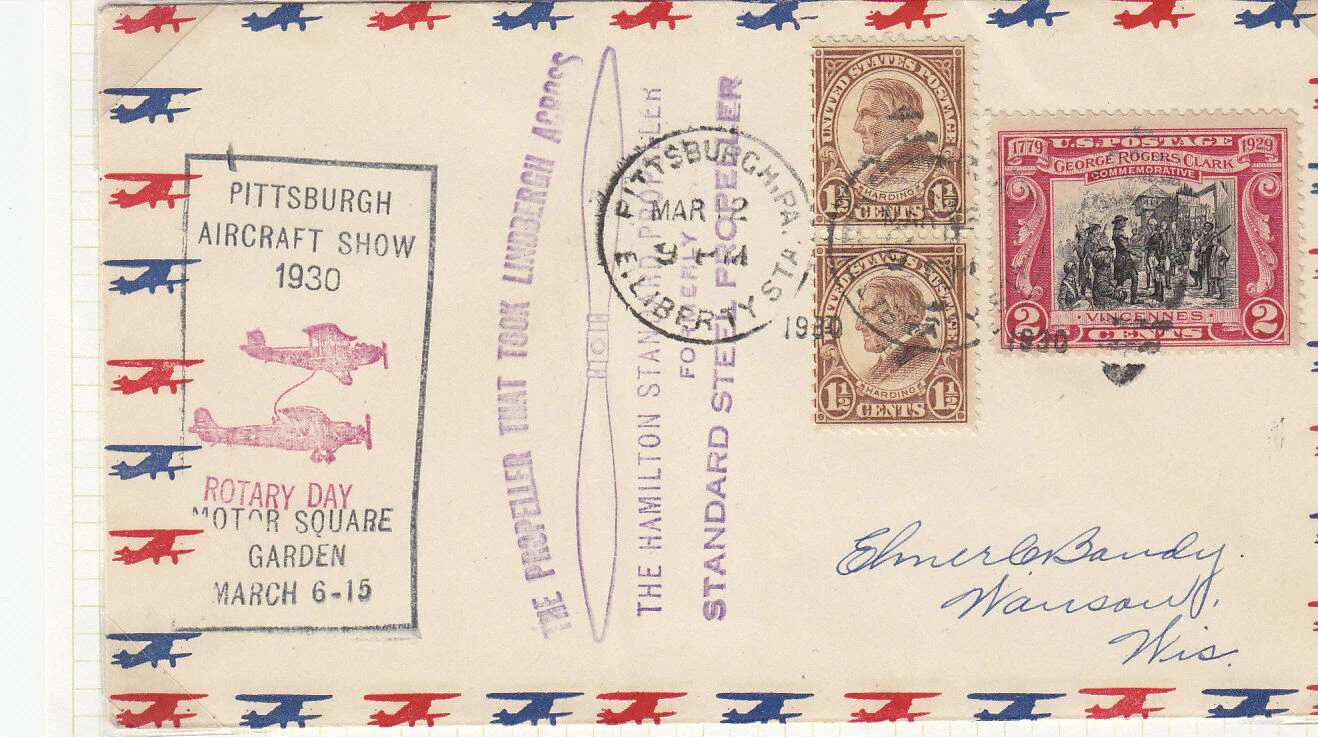 USA Rotary Club Airmail cover for Pittsburgh Aircraft Show, March 6-15 1930