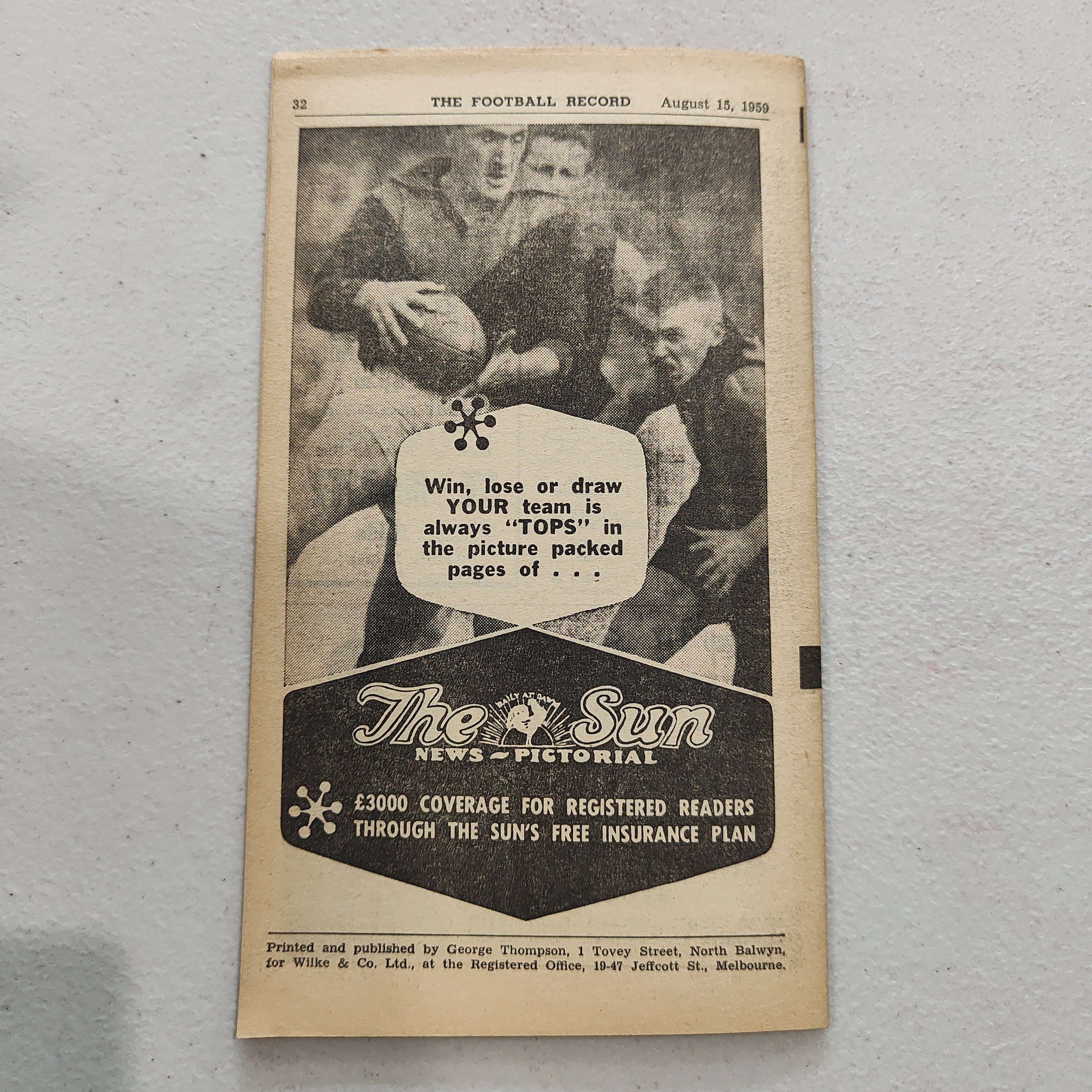 VFL 1959 August 15 Fitzroy v North Melbourne Football Record - Image 3
